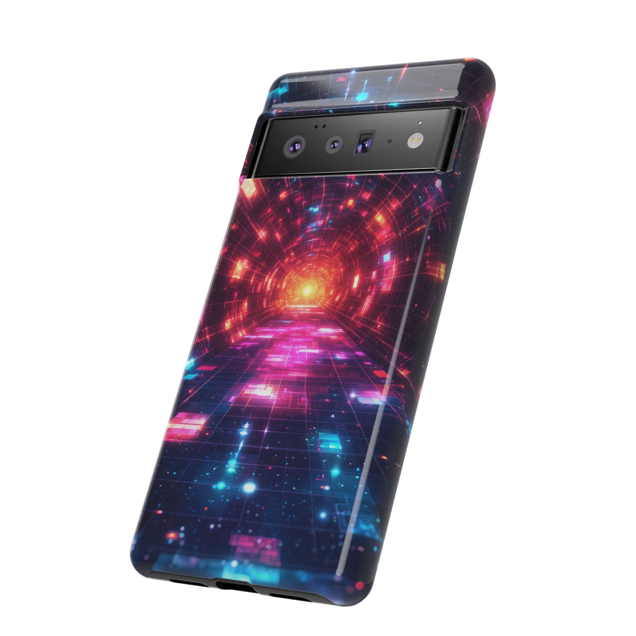 Neon Tunnel Tough Google Pixel Case — Retro Futuristic Galaxy Design