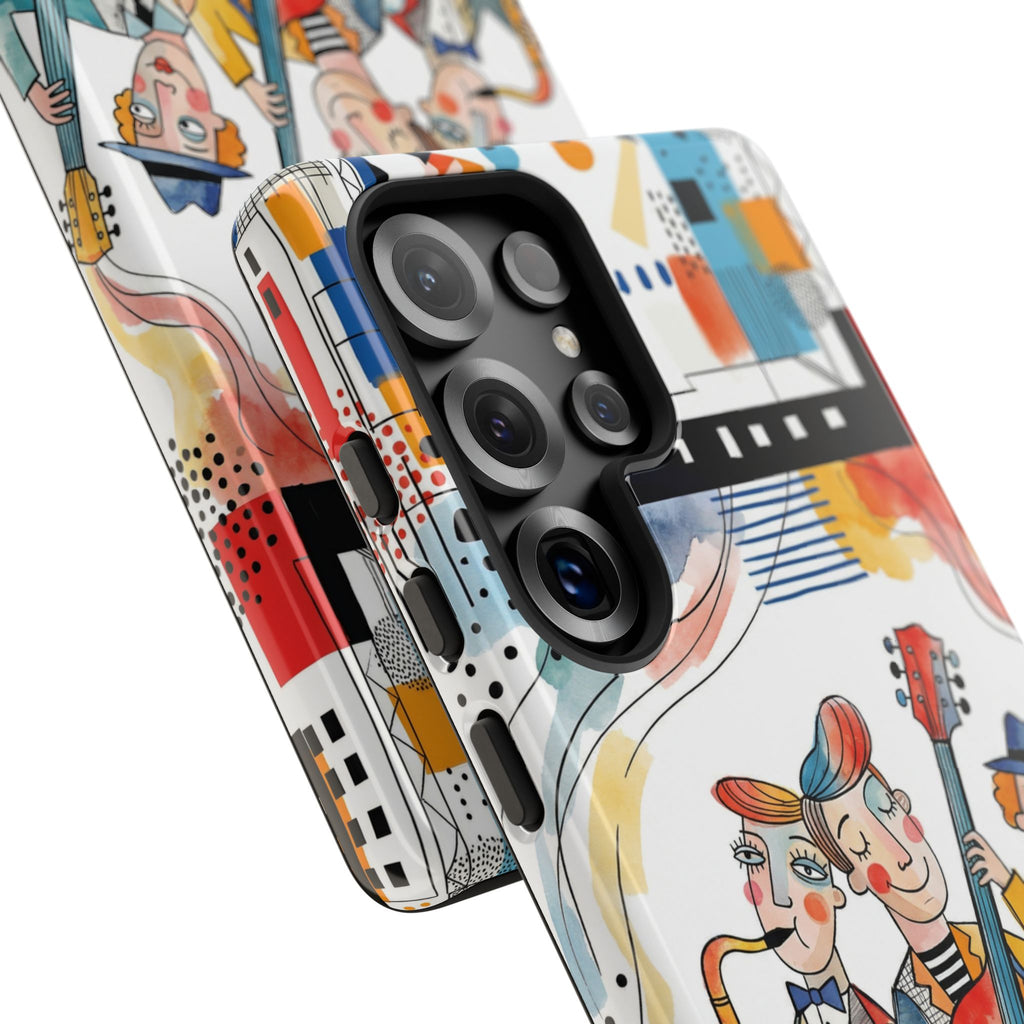 Musical Trio Illustrated Samsung Galaxy Phone Case | Colorful Jazz Band Art Phone Cover