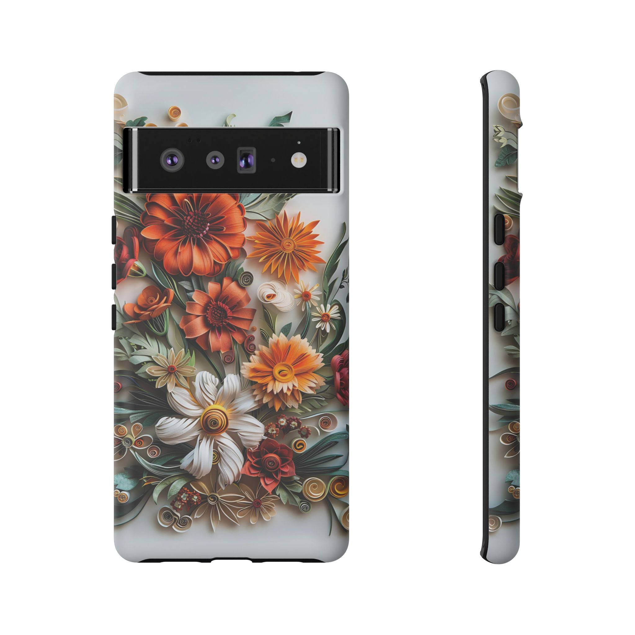 Floral Quilling Tough Google Pixel Case — Orange Daisy