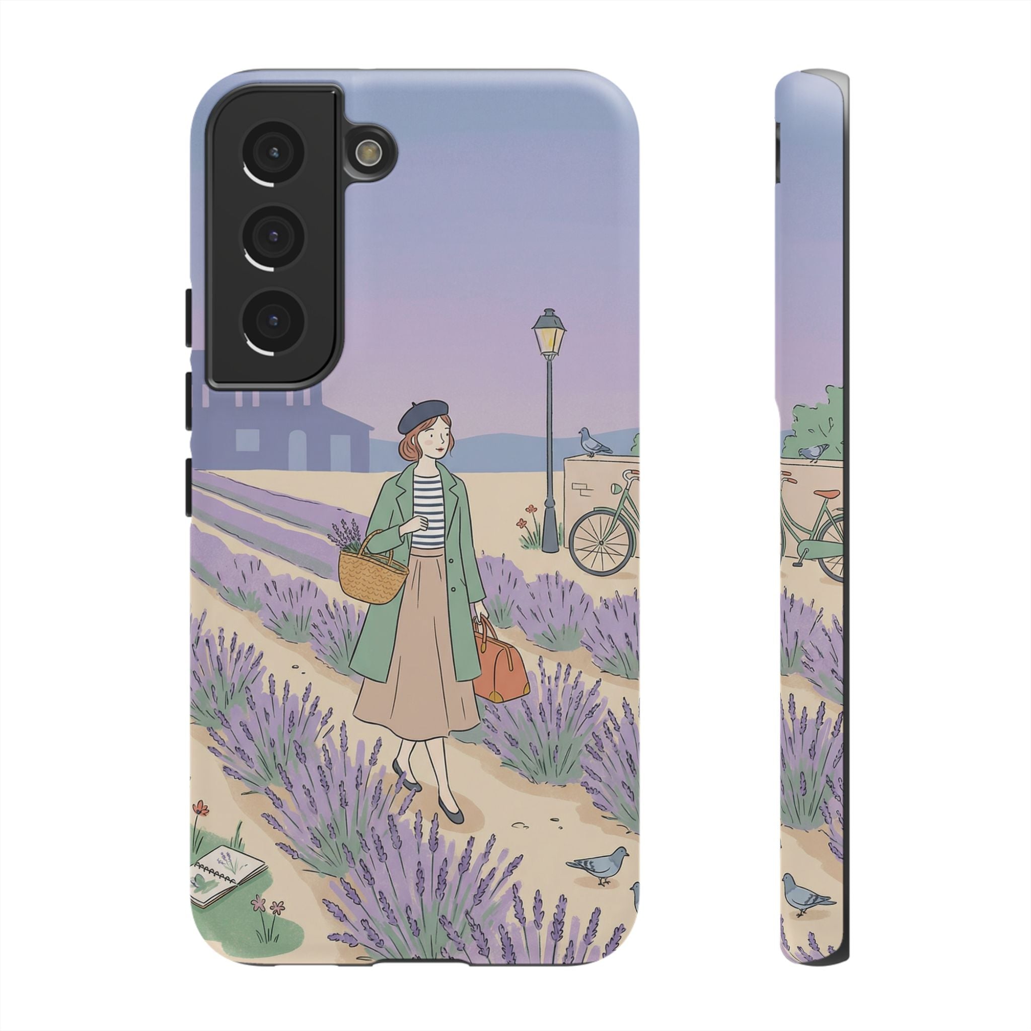 Lavender Field Samsung Galaxy Phone Case | Vintage Travel Illustration Protective Case