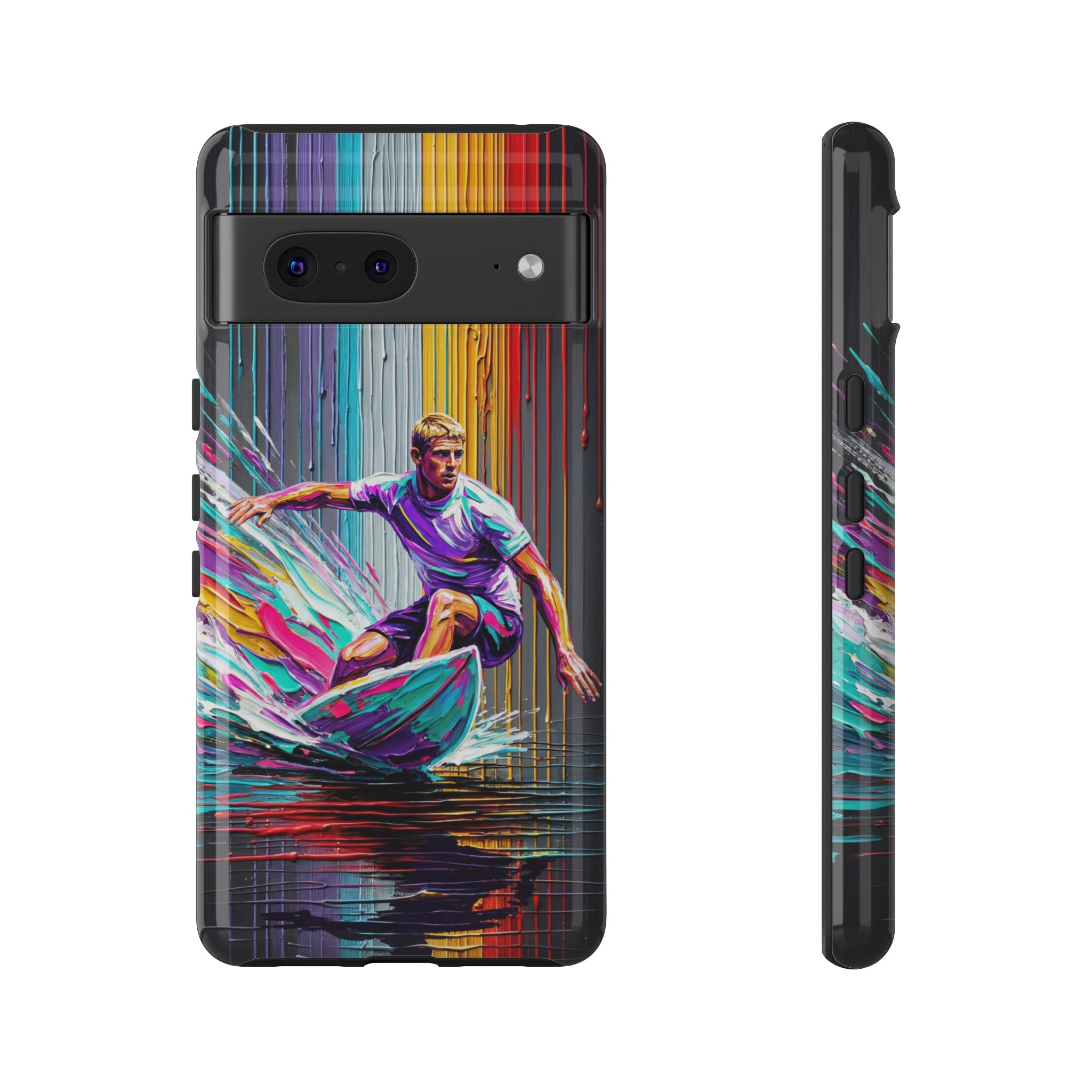 Surfing Art Google Pixel Phone Case | Colourful Wave Surfer Protective Cover
