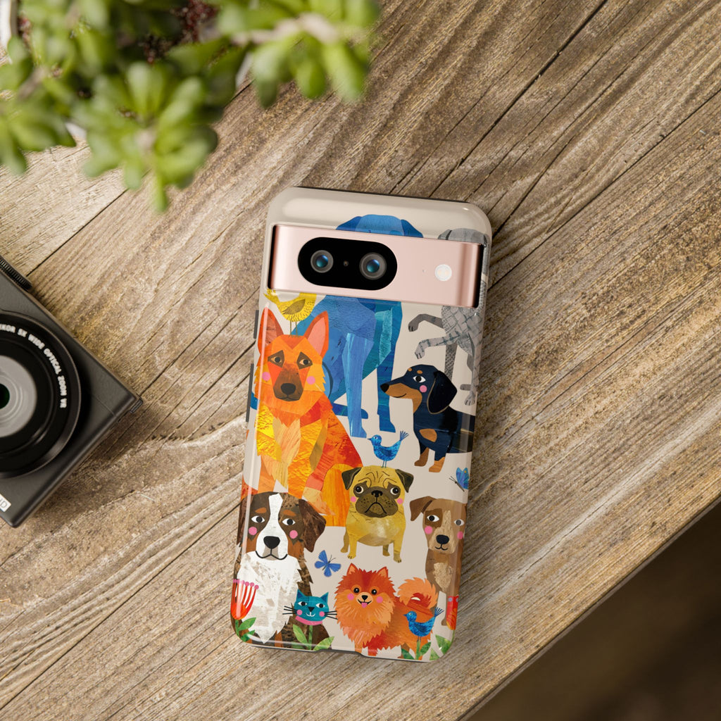 Colorful Dogs Pattern Google Pixel Phone Case | Cute Watercolor Puppy Design Tough Case
