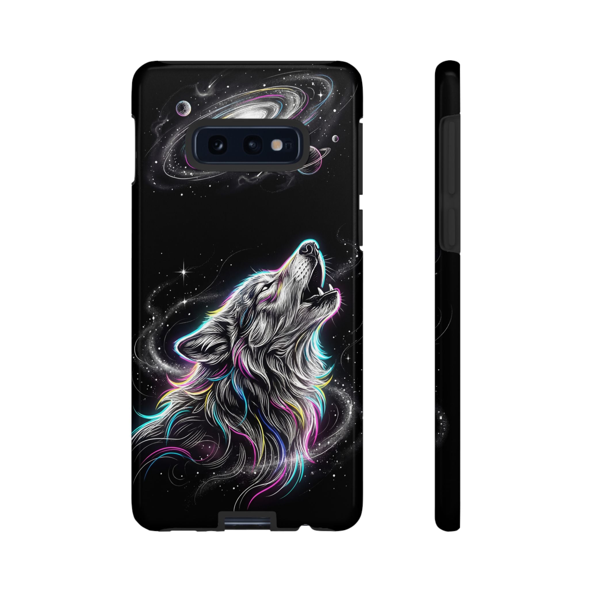 Wolf Galaxy Tough Samsung Galaxy Phone Case | Colorful Howling Wolf Space Design