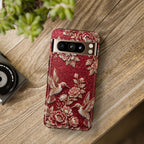 Floral Hummingbird Tough Case | Vintage Red Google Pixel Phone Case