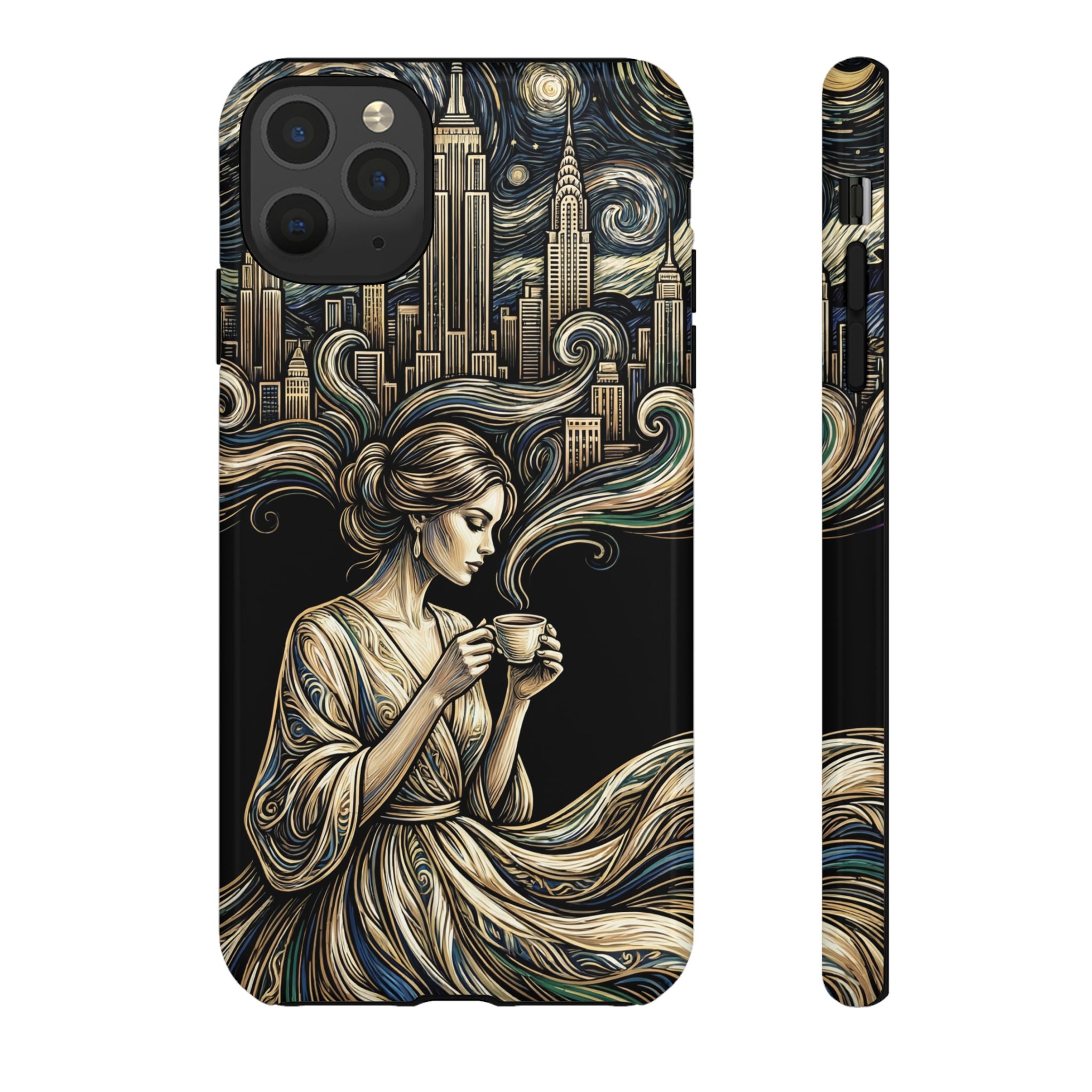 Vintage Cityscape Woman Tea Art iPhone Case