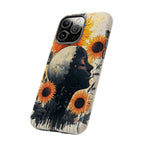 Sunflower Moon Art iPhone Case | Floral Celestial