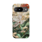 Cranes & Waves Protective Google Pixel Case | Japanese-Inspired Art Phone Cover