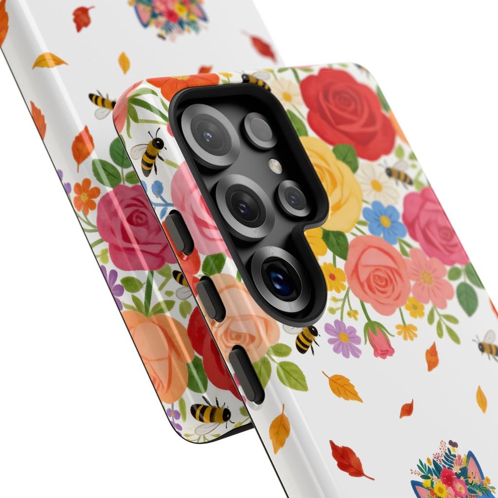 Floral Rainbow Cat Tough Samsung Galaxy Phone Case — Colorful Pilates Cat Design