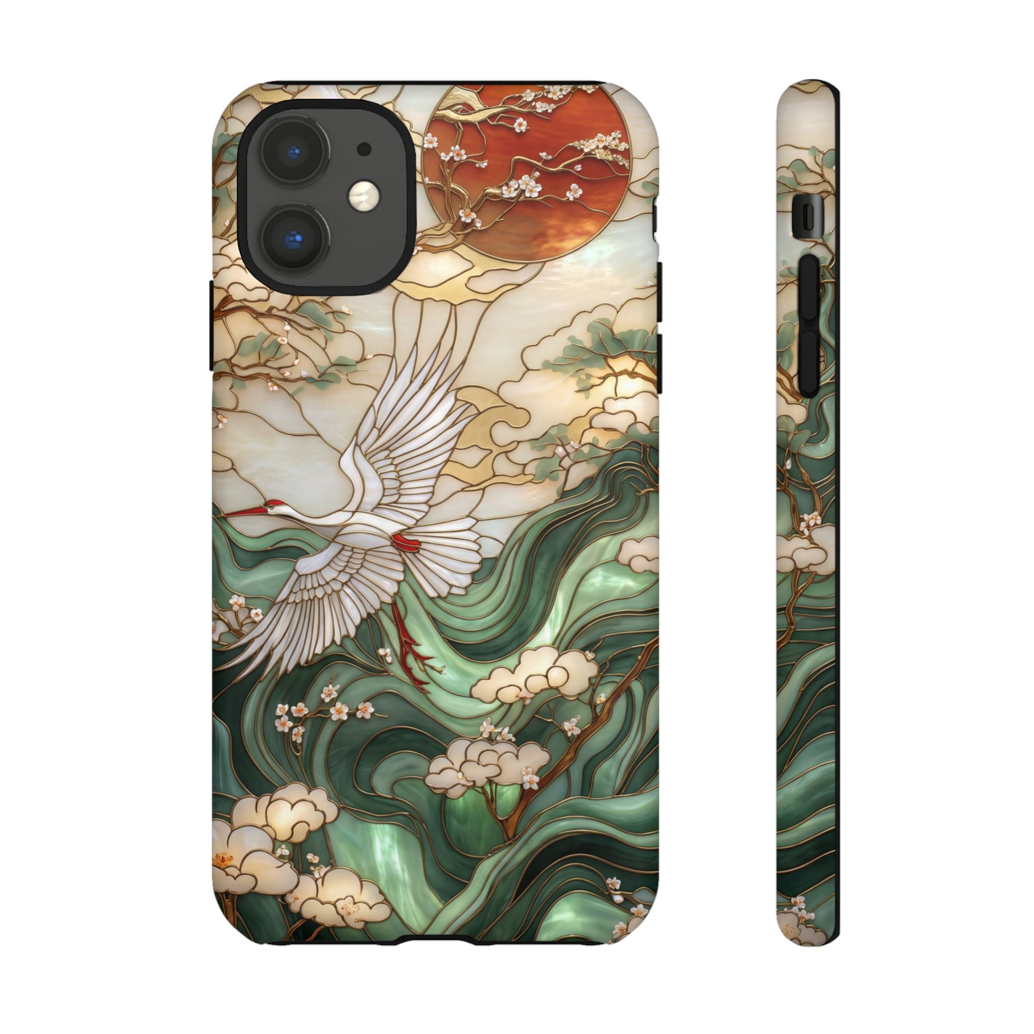 Cranes & Waves Protective iPhone Case | Japanese-Inspired Art Phone Cover