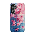 Floral Cherry Blossom Samsung Galaxy Case | Pink Blue Watercolour
