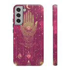 Mystic Hamsa Samsung Galaxy Case | Gold Palm & All-Seeing Eye on Magenta Galaxy