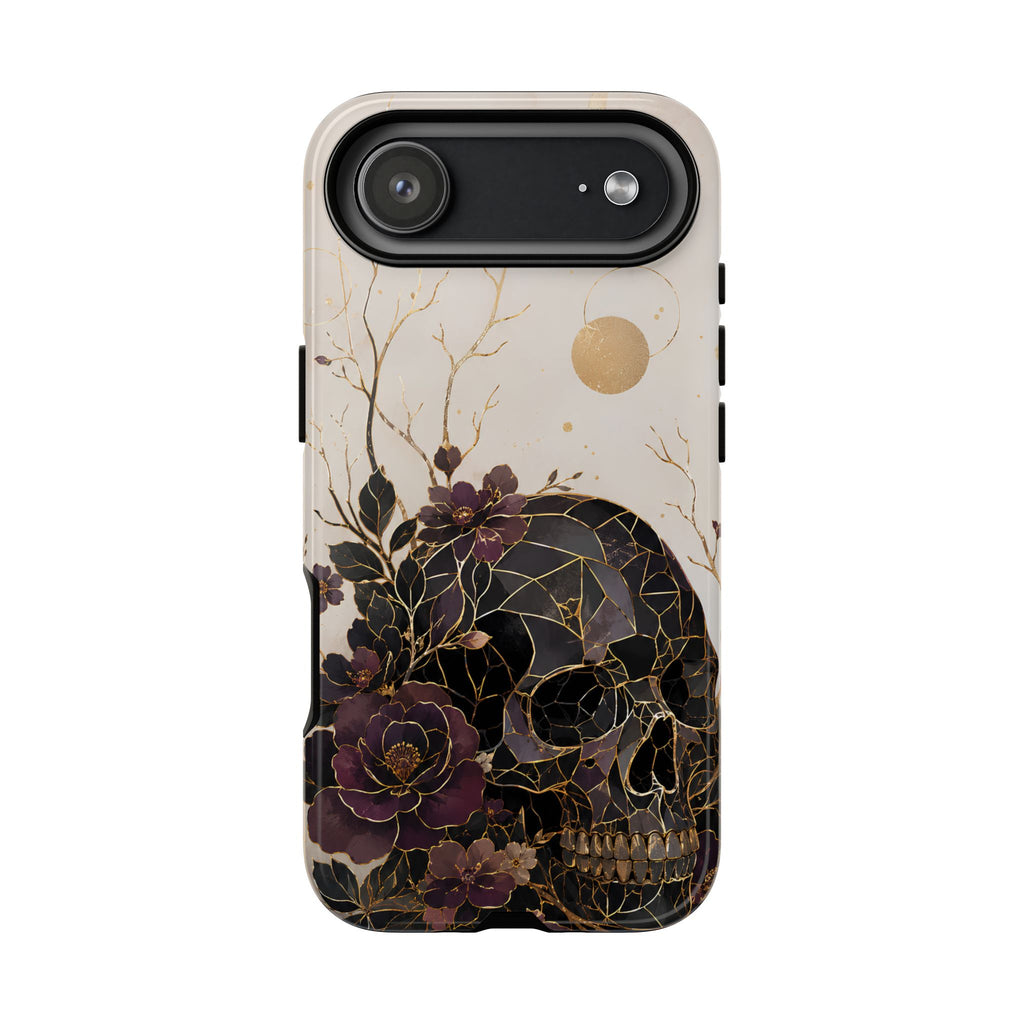 Gothic Skull iPhone Case | Dark Floral Rose Art Cover