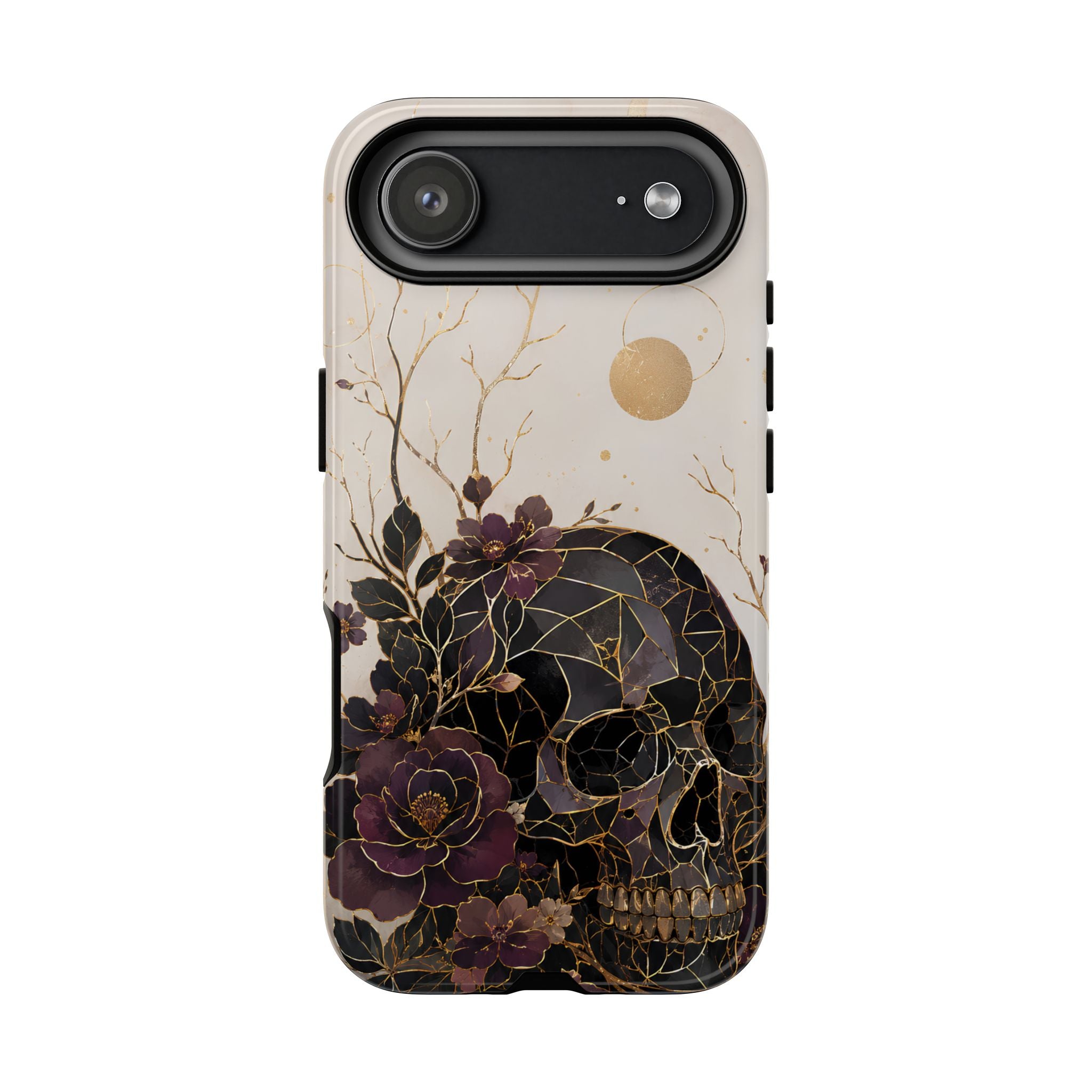 Gothic Skull iPhone Case | Dark Floral Rose Art Cover