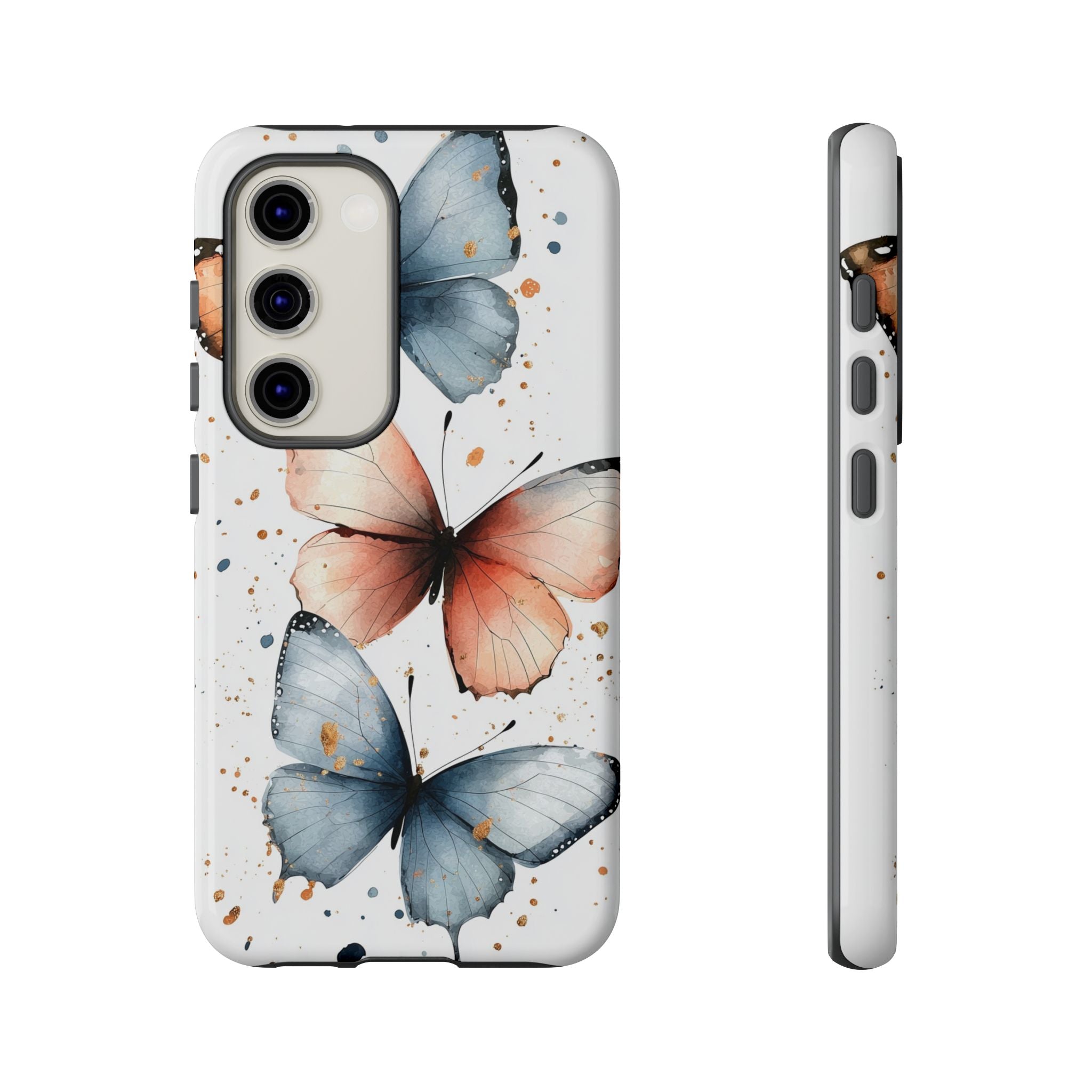 Watercolour Blue & Peach Butterfly Tough Samsung Galaxy Case