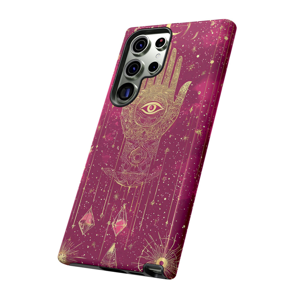 Mystic Hamsa Samsung Galaxy Case | Gold Palm & All-Seeing Eye on Magenta Galaxy