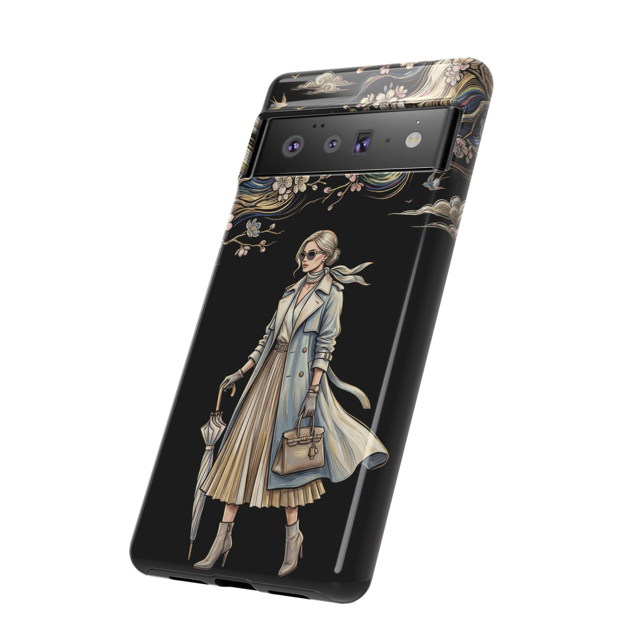 Cover per Google Pixel "Vintage Chic" | Illustrazione Donna Elegante