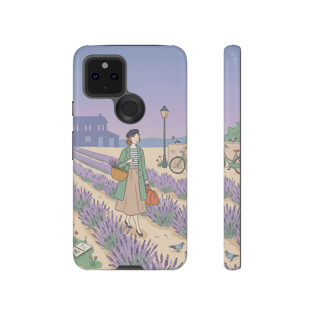 Lavender Field Google Pixel Phone Case | Vintage Travel Illustration Protective Case