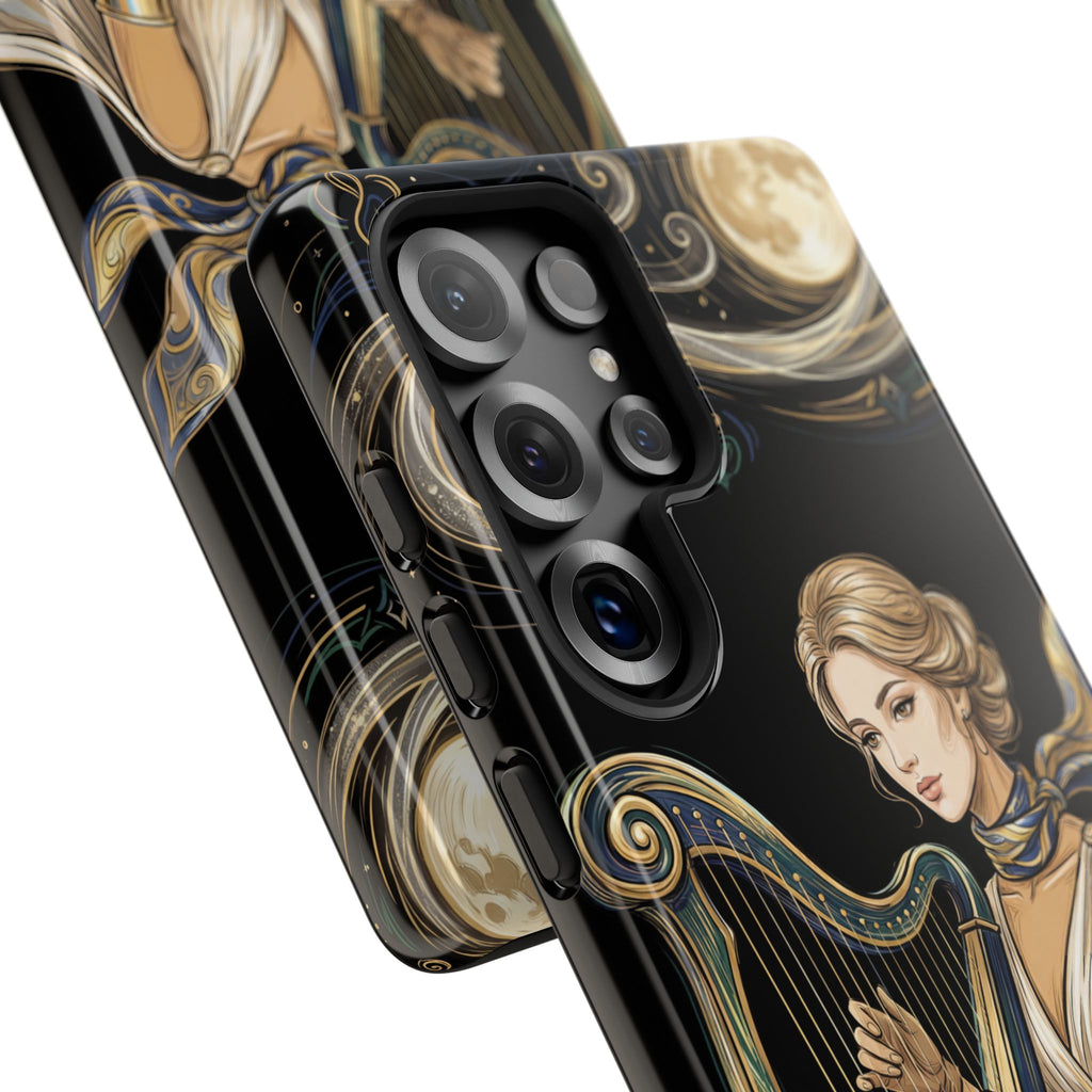 Moonlit Harp Samsung Galaxy Phone Case | Vintage Goddess Musician Art