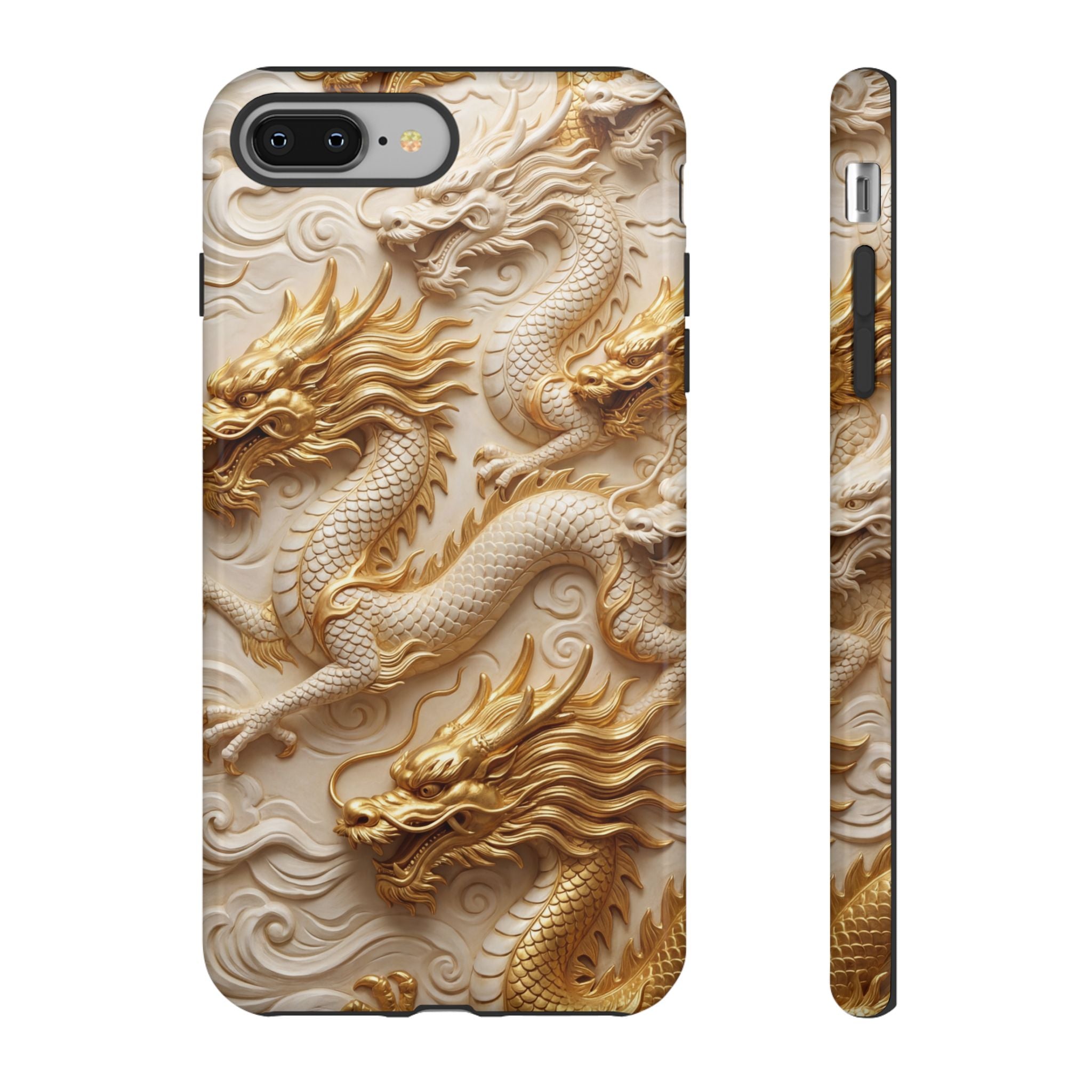 Dragon Relief iPhone Case — Gold Carved Dragon Protective Cover