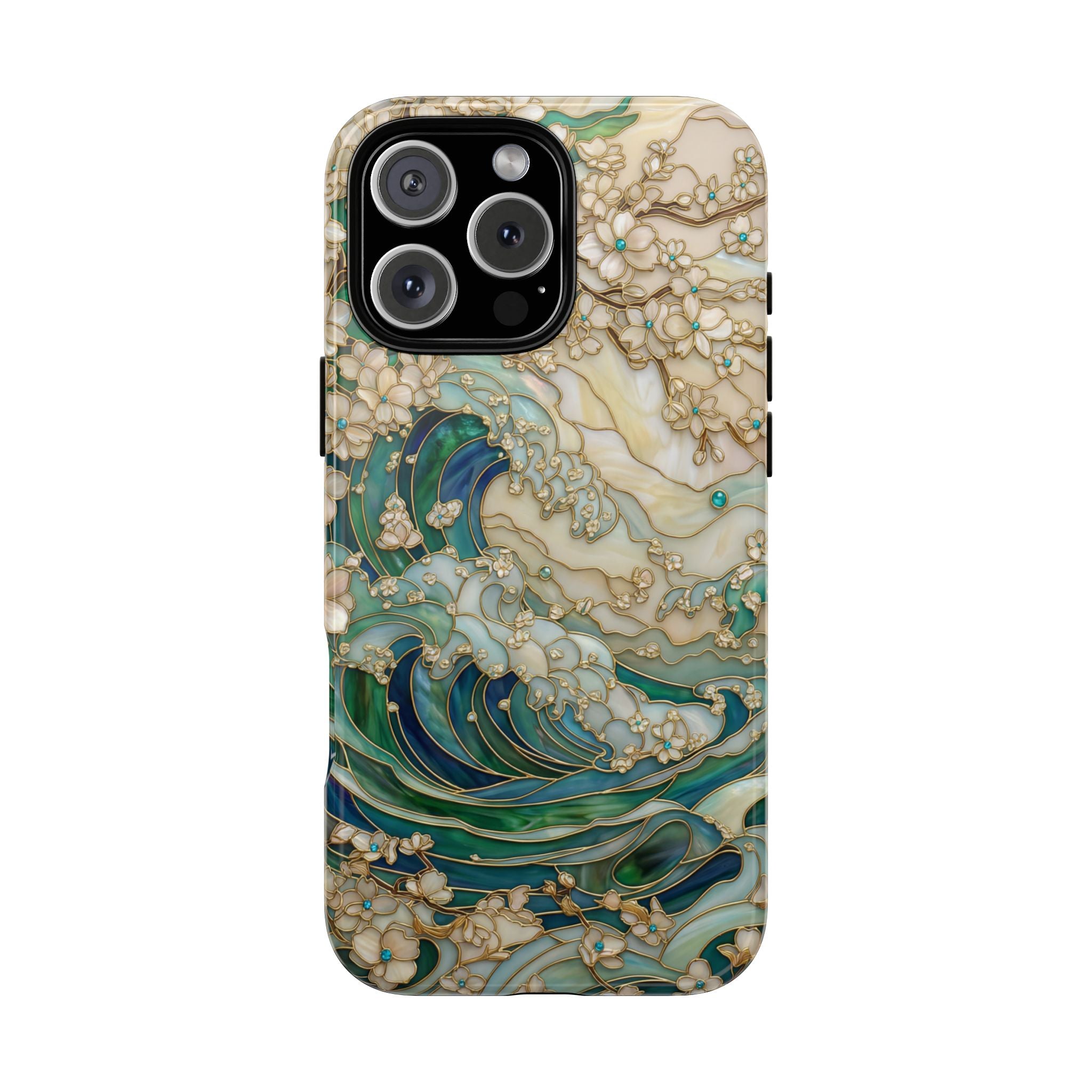 Elegant Ocean Wave Floral Art iPhone Case