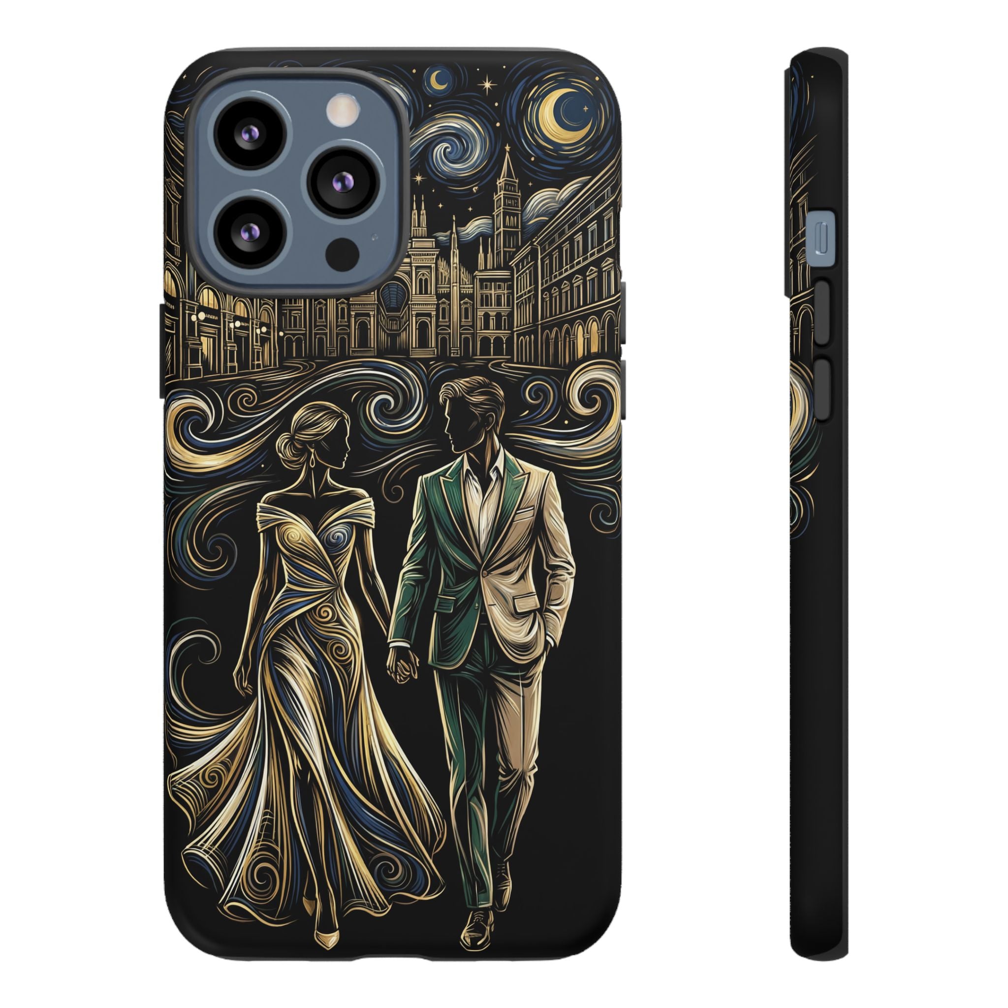 Romantic Night Walk iPhone Case | Elegant Couple Art