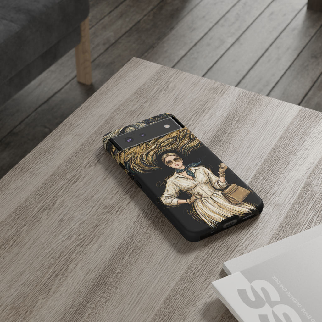 Vintage Elegance Google Pixel Phone Case | Retro Woman with Flowing Golden Hair