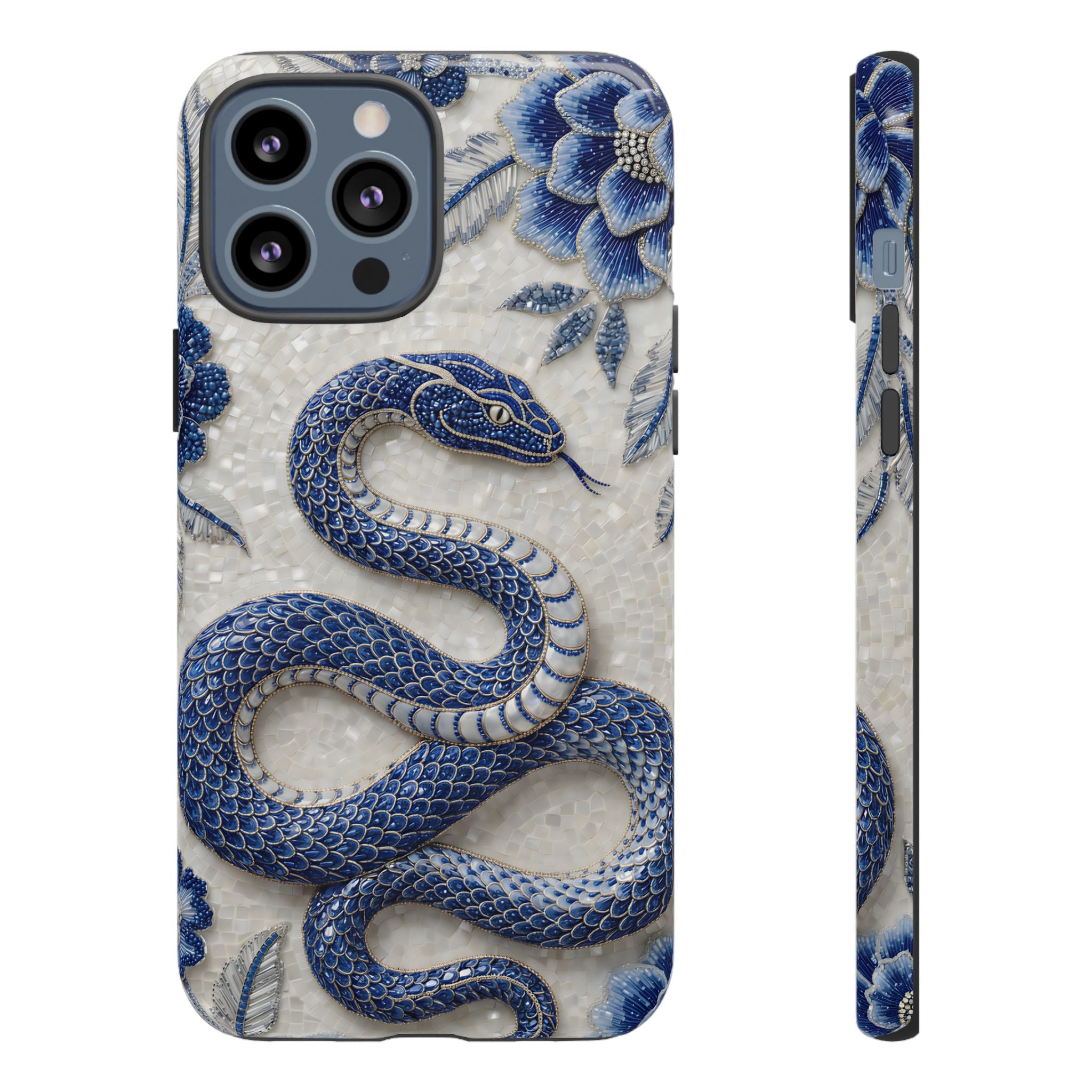 Asian Zodiac Snake iPhone Case | Blue & White Porcelain Slim Shockproof Case | Year of the Snake