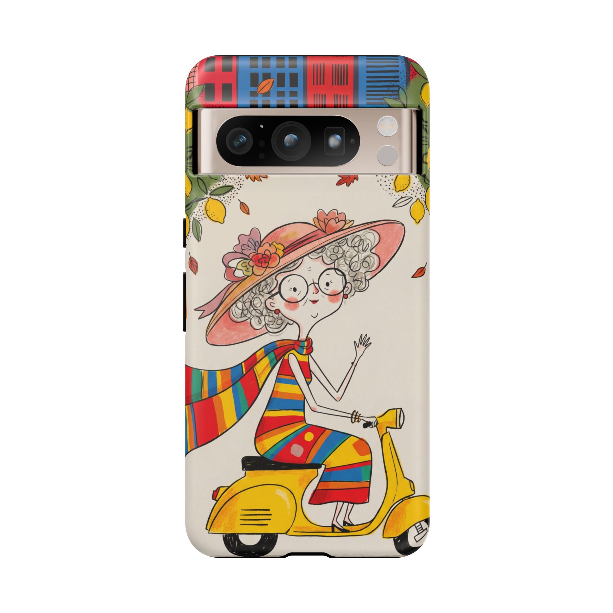 Vintage Scooter Granny Google Pixel Phone Case | Colourful Retro Elderly Lady Design