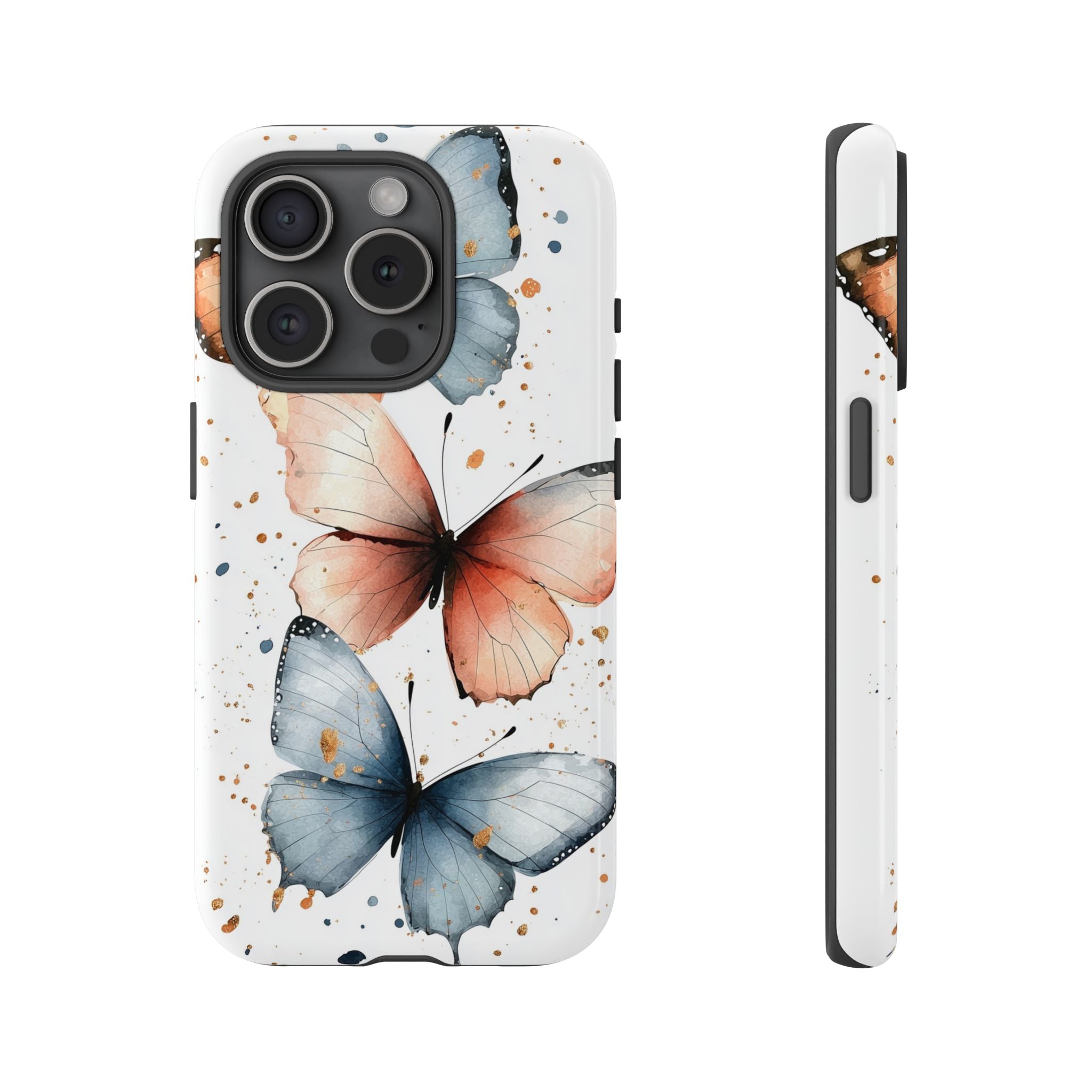 Watercolour Blue & Peach Butterfly Tough iPhone Case