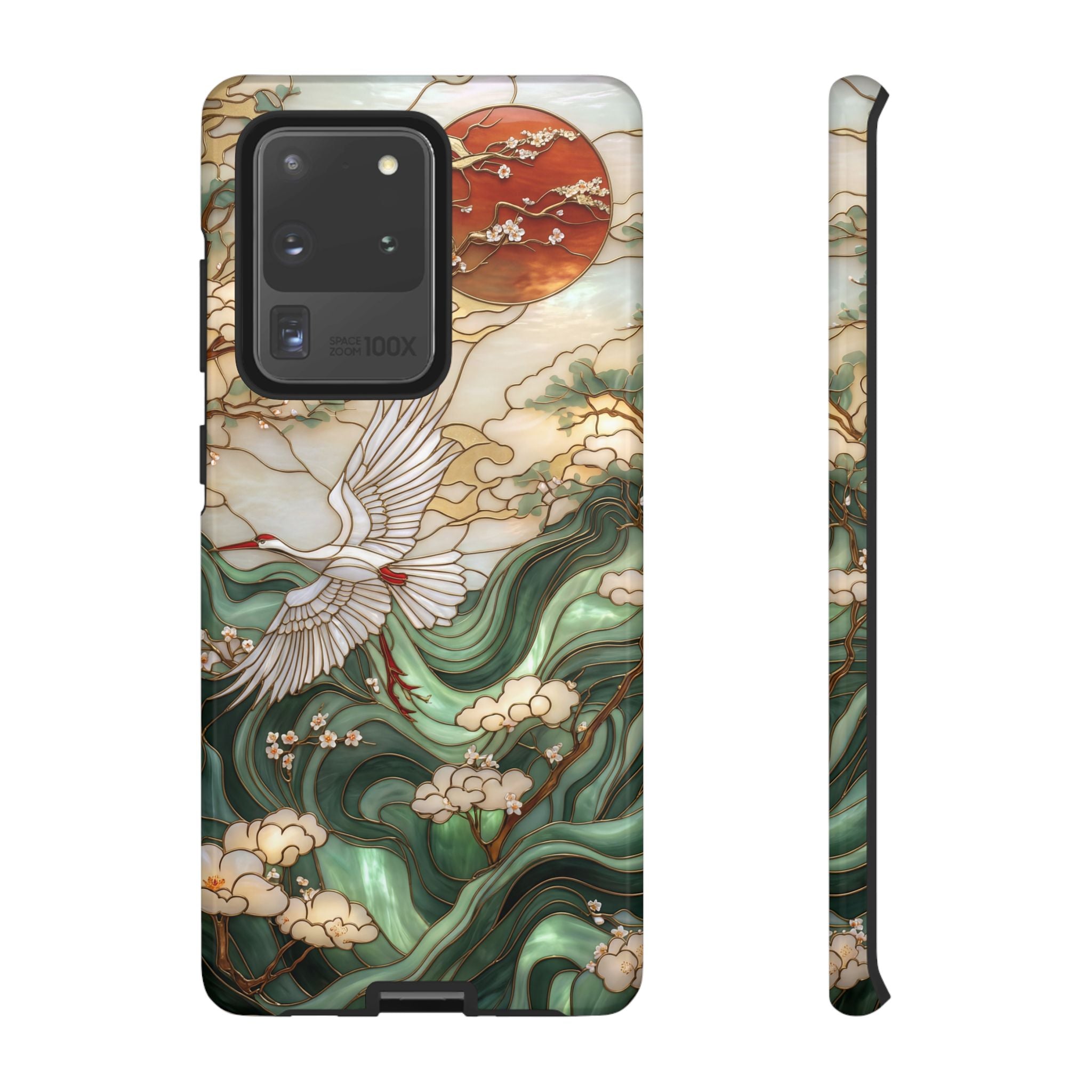 Cranes & Waves Protective Samsung Galaxy Case | Japanese-Inspired Art Phone Cover