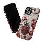 Cover iPhone Floreale Coccinella | Custodia Protettiva Rigida Vintage con Maggiolino Rosso