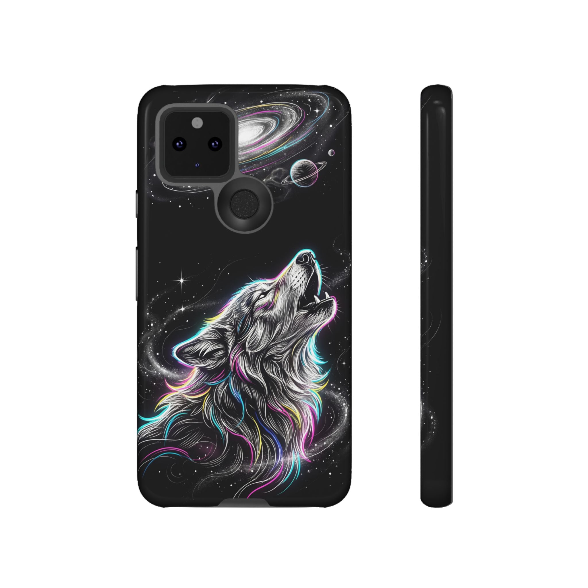 Wolf Galaxy Tough Google Pixel Phone Case | Colorful Howling Wolf Space Design