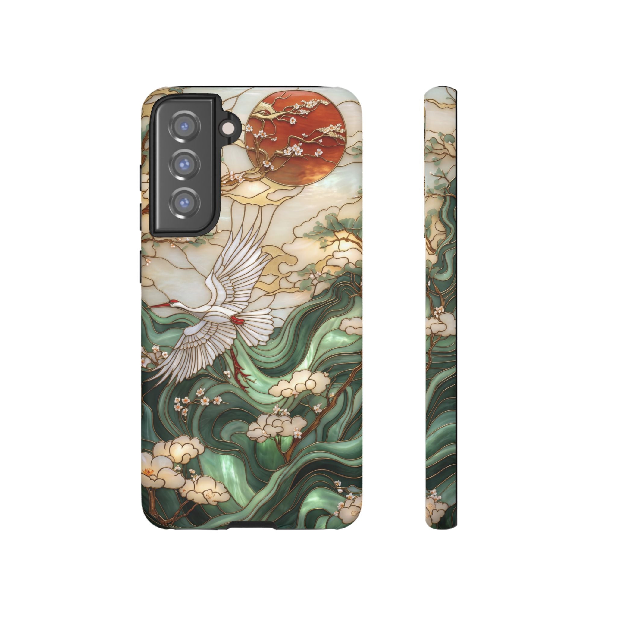 Cranes & Waves Protective Samsung Galaxy Case | Japanese-Inspired Art Phone Cover