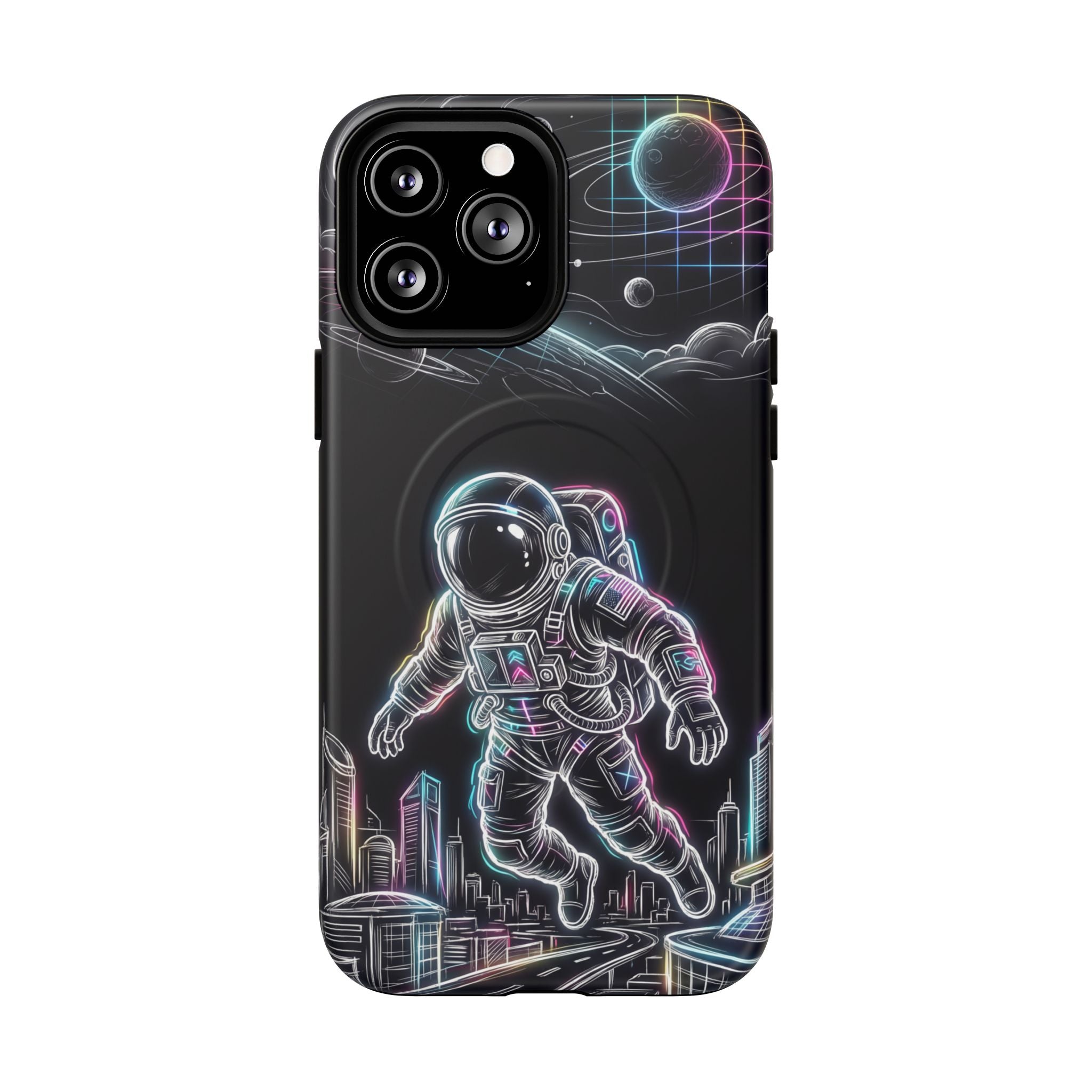Space Explorer Astronaut NeonMagSafe iPhone Case