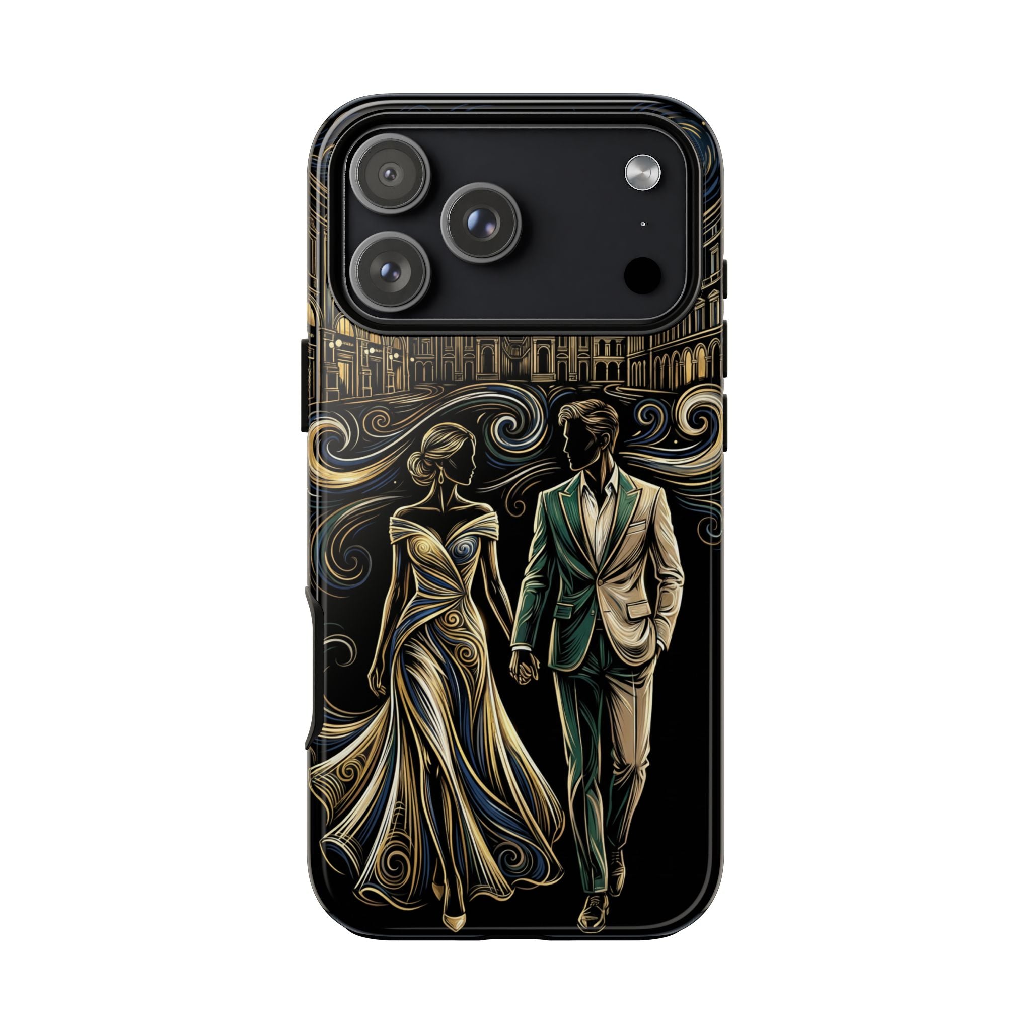 Romantic Night Walk iPhone Case | Elegant Couple Art