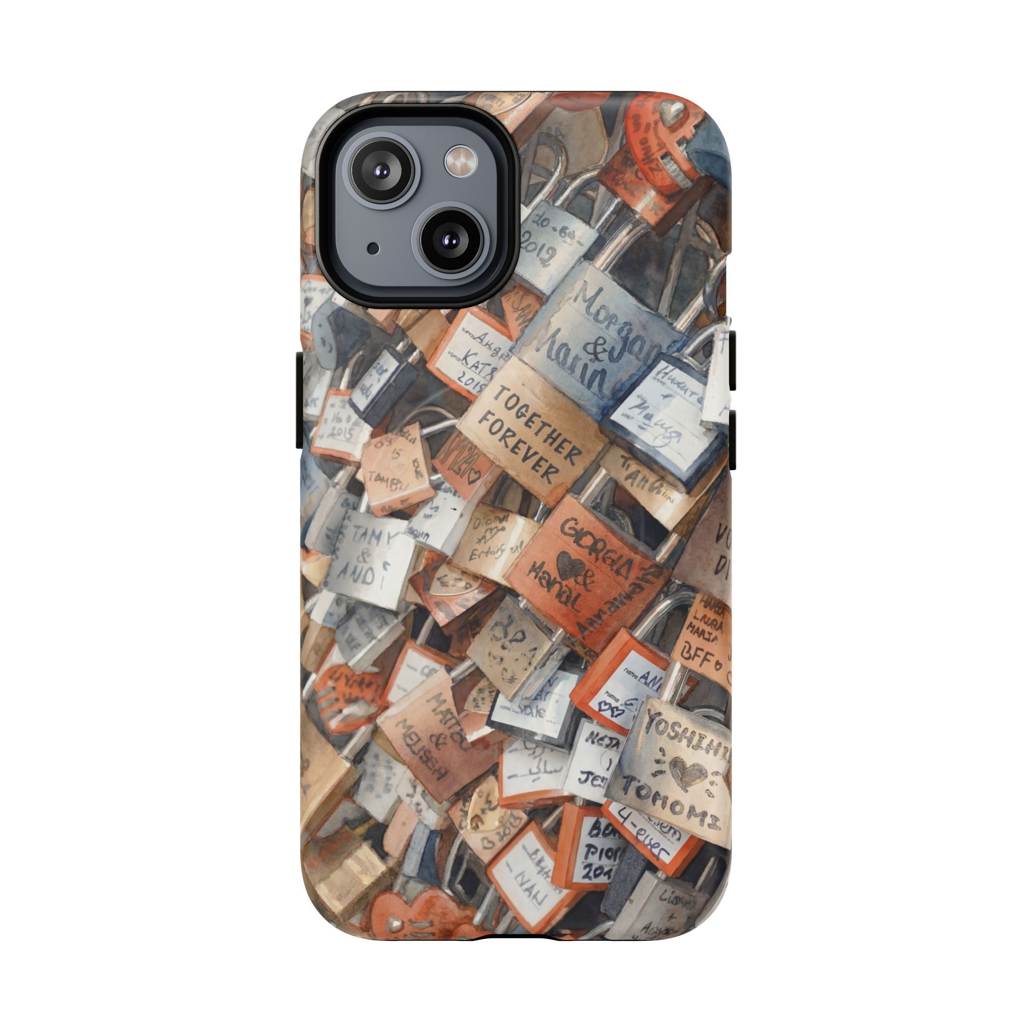 Custodia per iPhone MagSafe resistente con motivo collage di lucchetti dei desideri