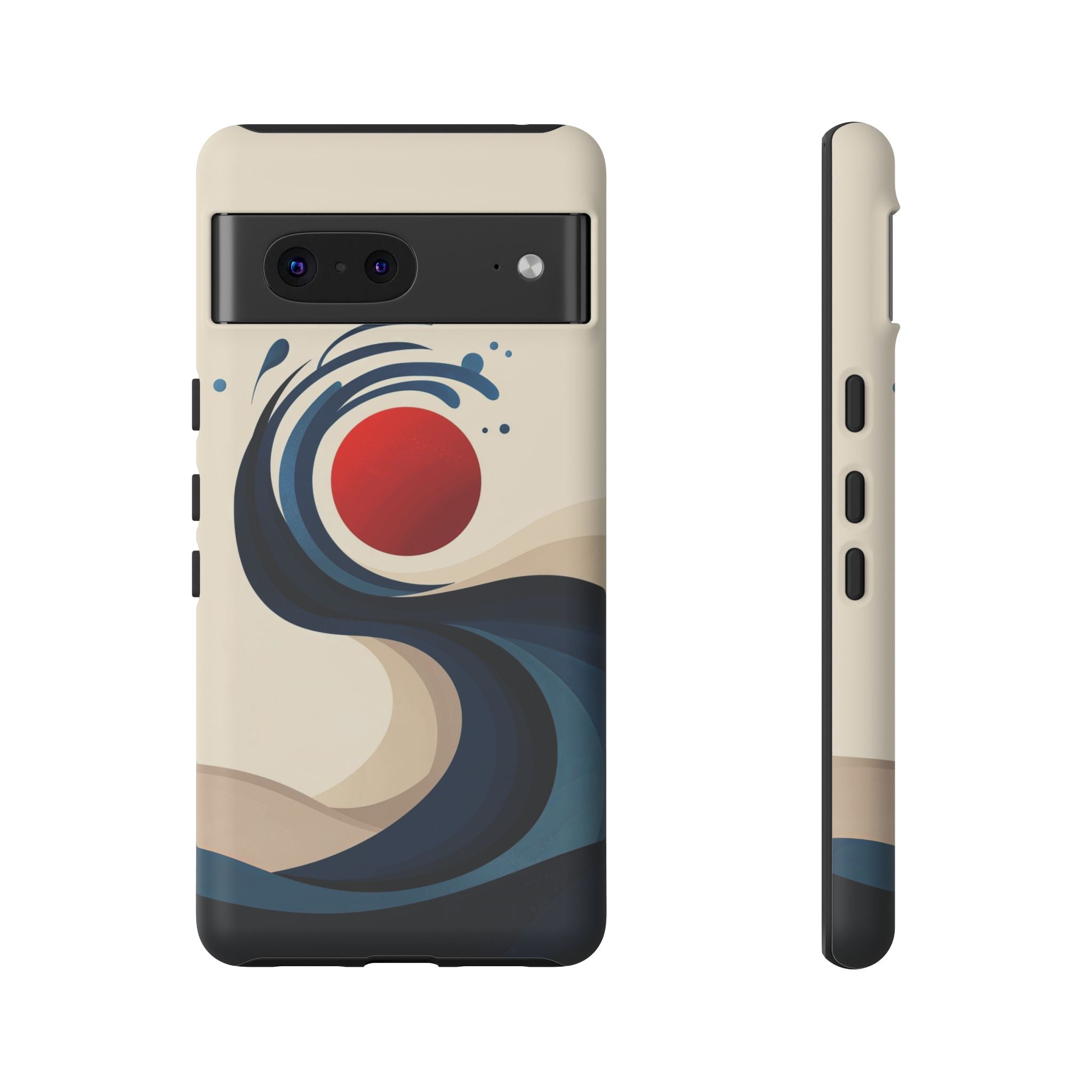 Abstract Wave Google Pixel Case | Red Sun Ocean Art