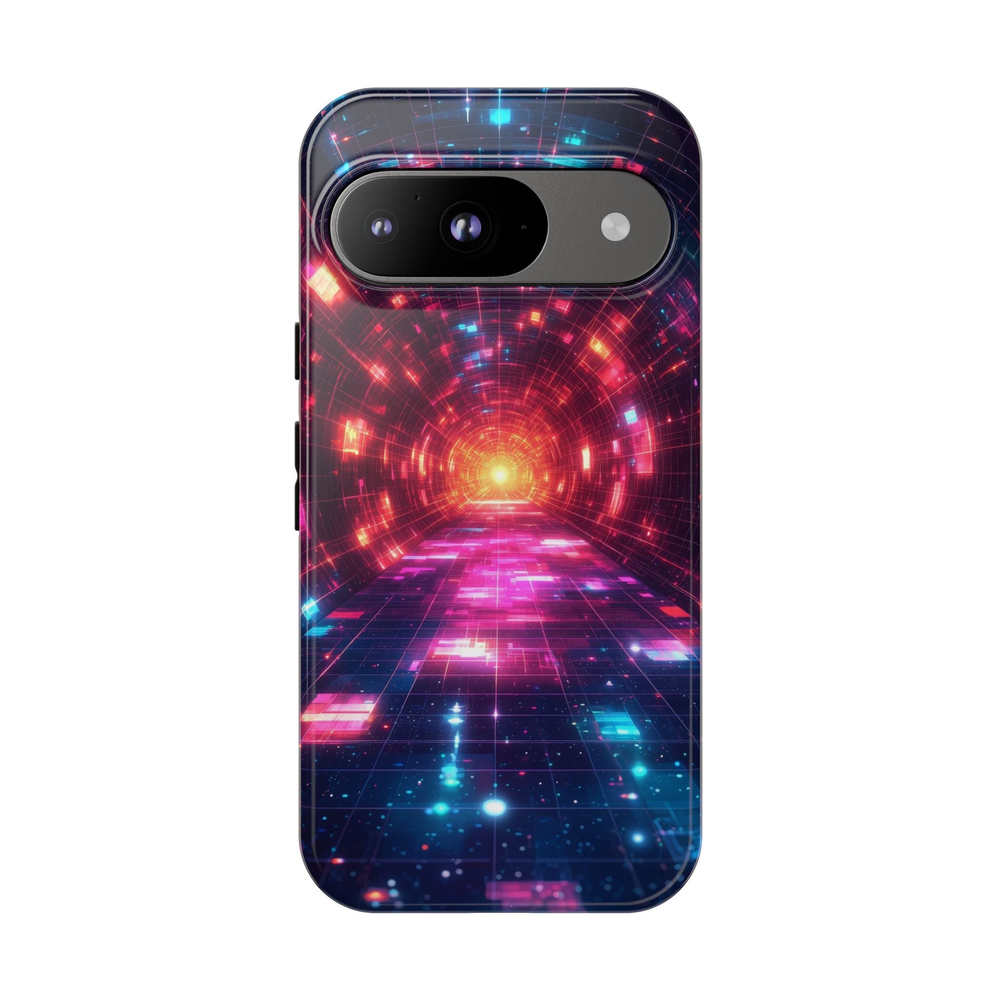 Neon Tunnel Tough Google Pixel Case — Retro Futuristic Galaxy Design