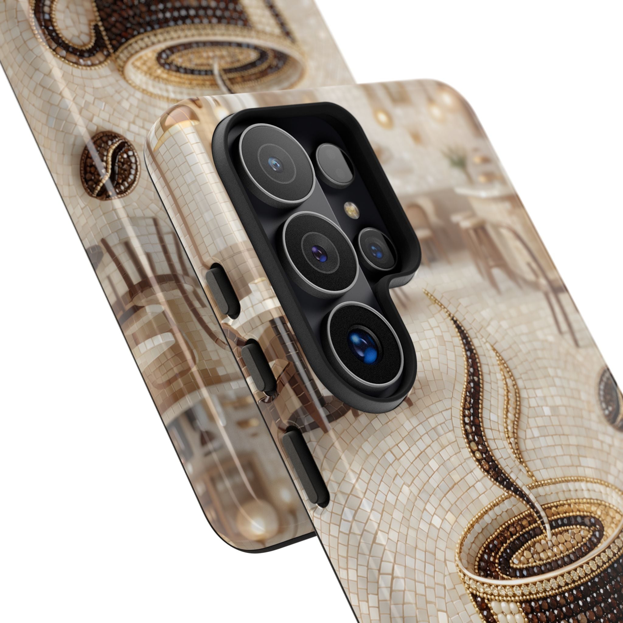 Coffee Mosaic Samsung Galaxy Phone Case - Steaming Cup Cafe Design