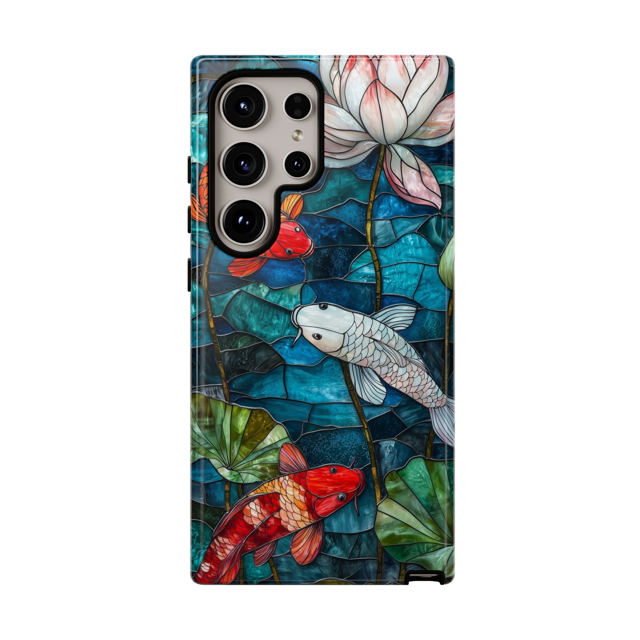 Koi Pond Tough Samsung Galaxy Case — Stained Glass Lotus & Koi Design