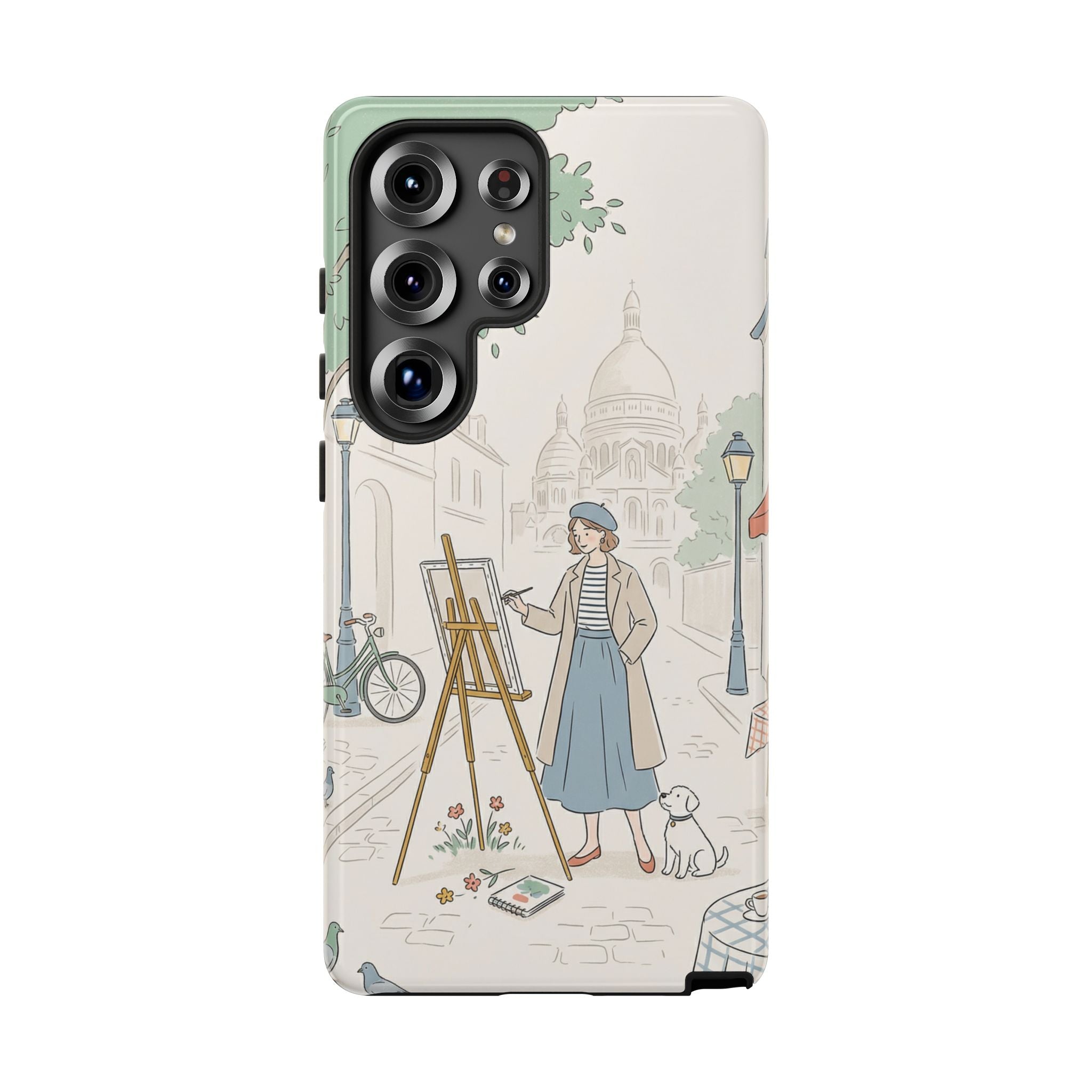 Artist in Paris Samsung Galaxy Phone Case | Vintage Painter Street Scene Protective Cover