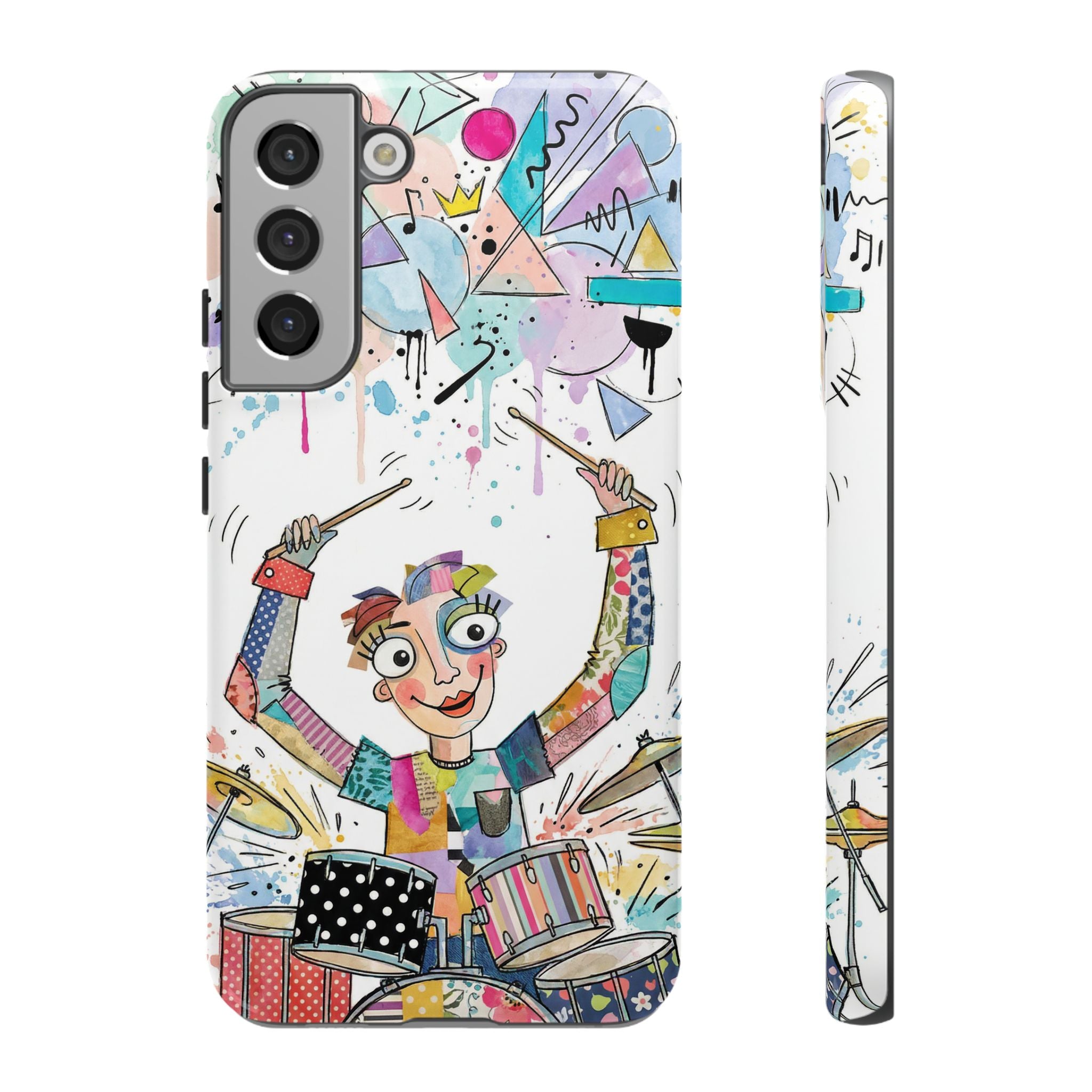 Drummer Boy Samsung Galaxy Phone Case | Colorful Cartoon Drum Kit Protective Cover