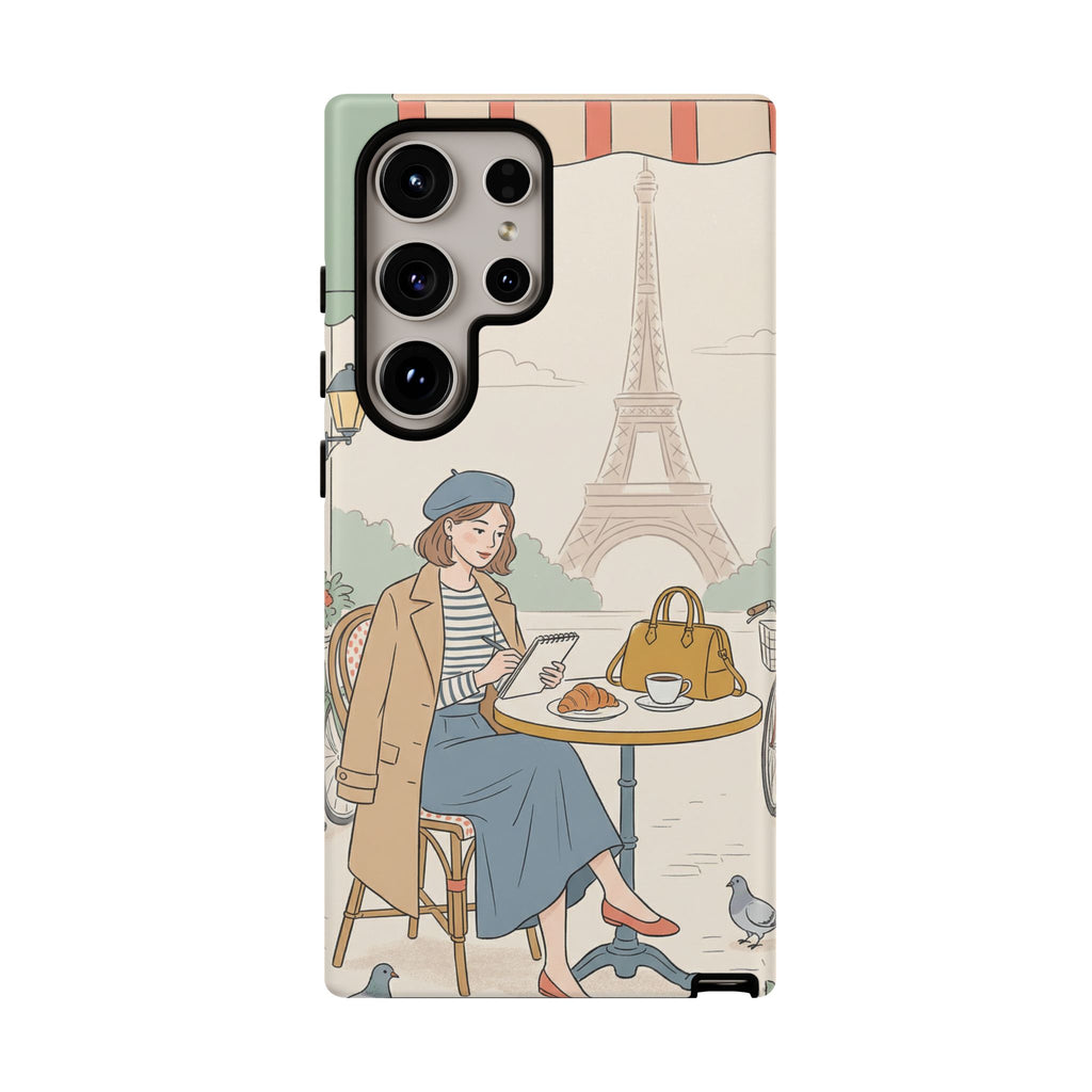 Paris Cafe Samsung Galaxy Phone Case | Cute Vintage Eiffel Tower Travel