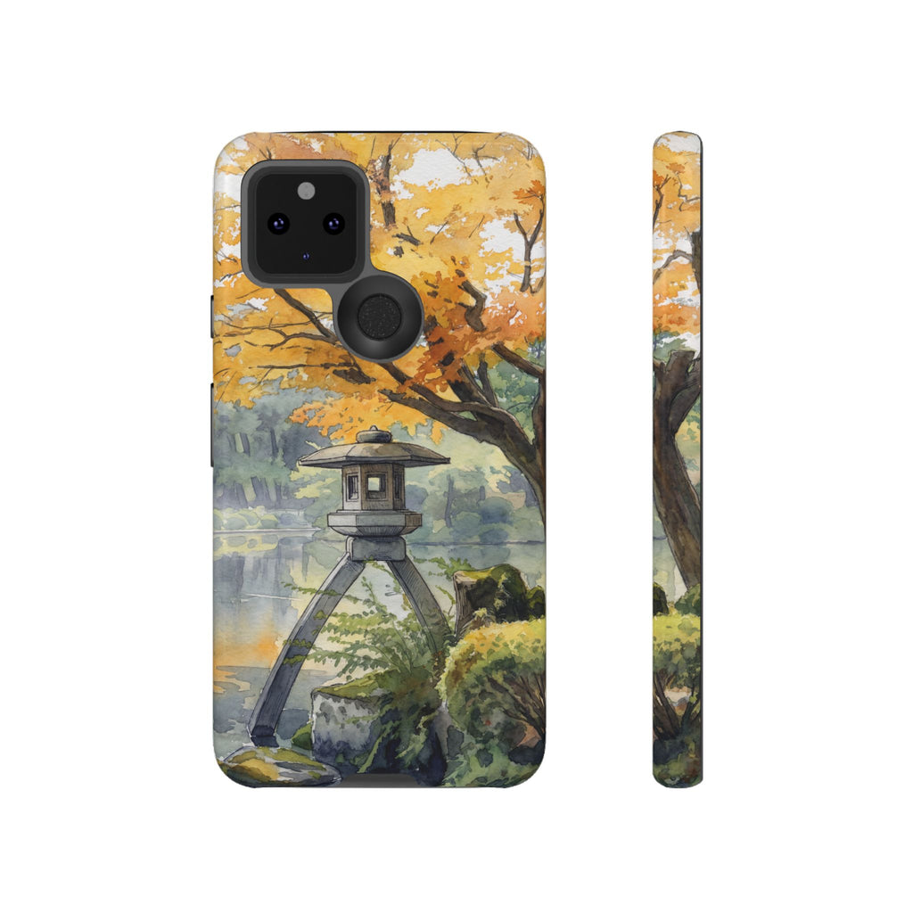 Autumn Japanese Garden Google Pixel Phone Case | Scenic Lantern Fall