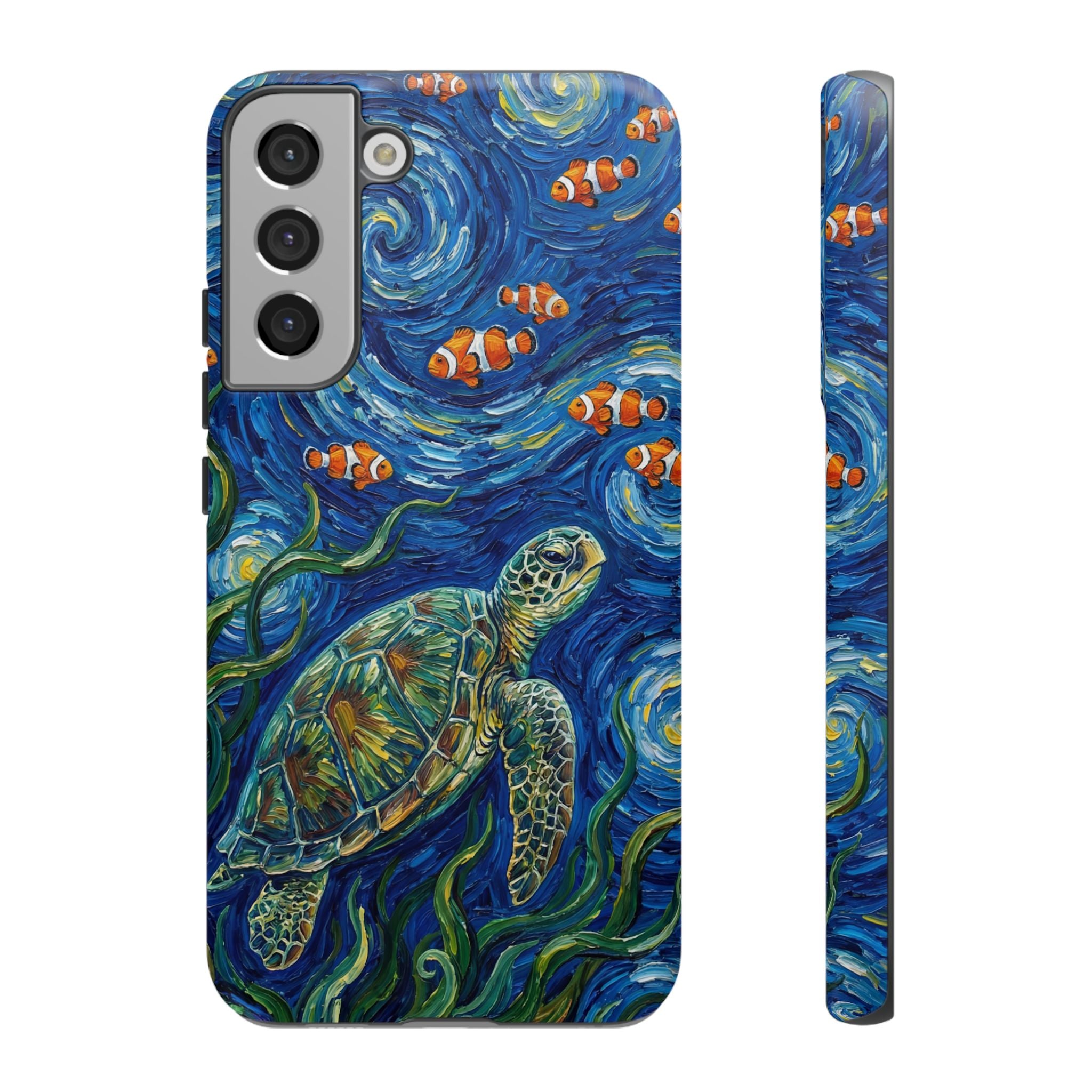 Sea Turtle & Clownfish Tough Samsung Galaxy Case | Van Gogh Style Ocean Art