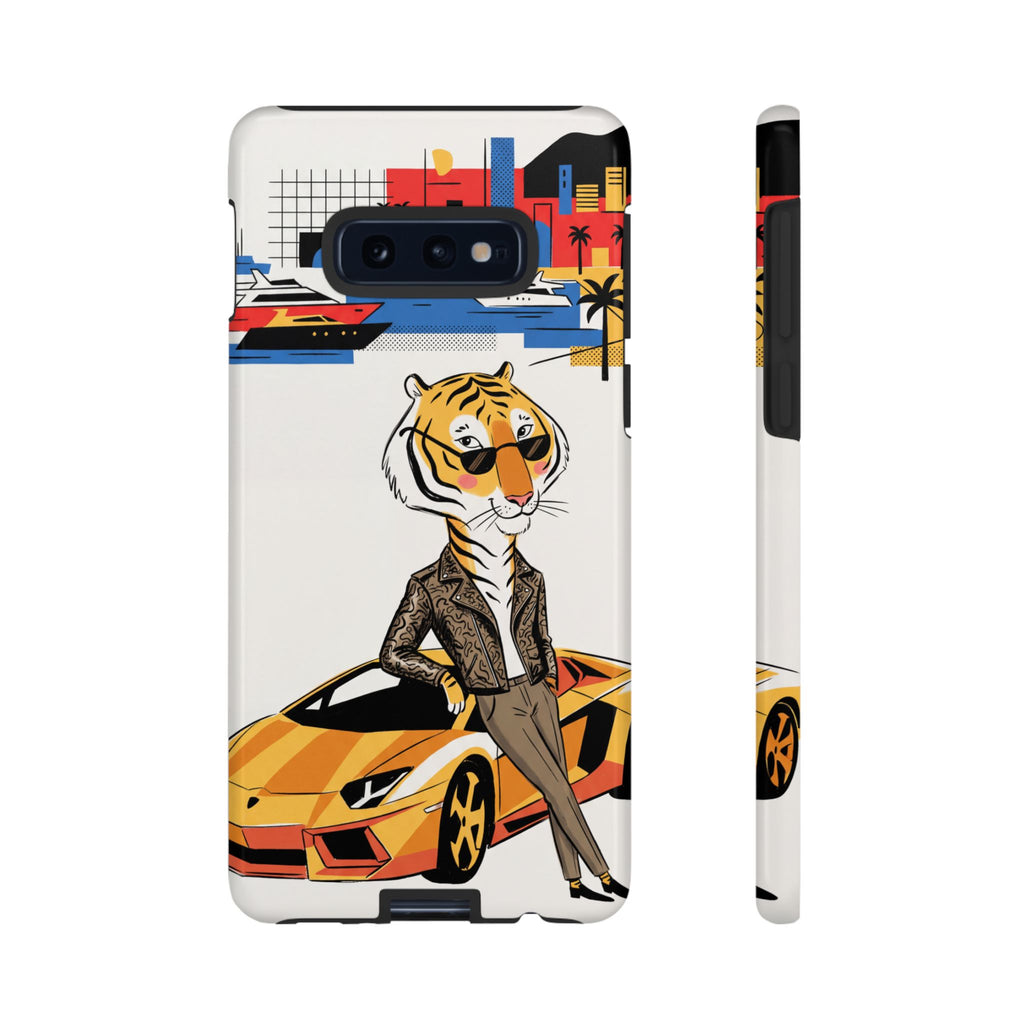 Stylish Tiger with Sports Car Illustration Samsung Galaxy Phone Case