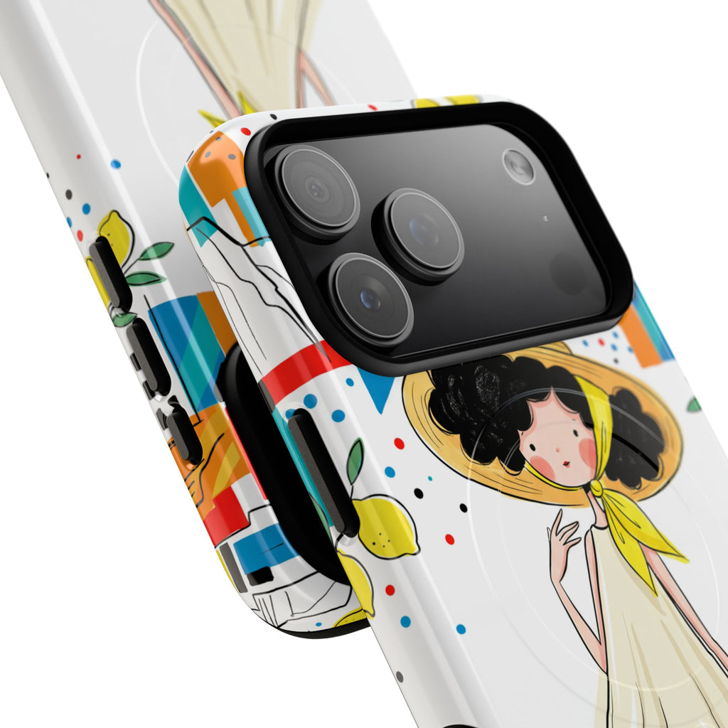 Cute Summer Girl MagSafe iPhone Case | Whimsical Coastal Illustration Protective Case