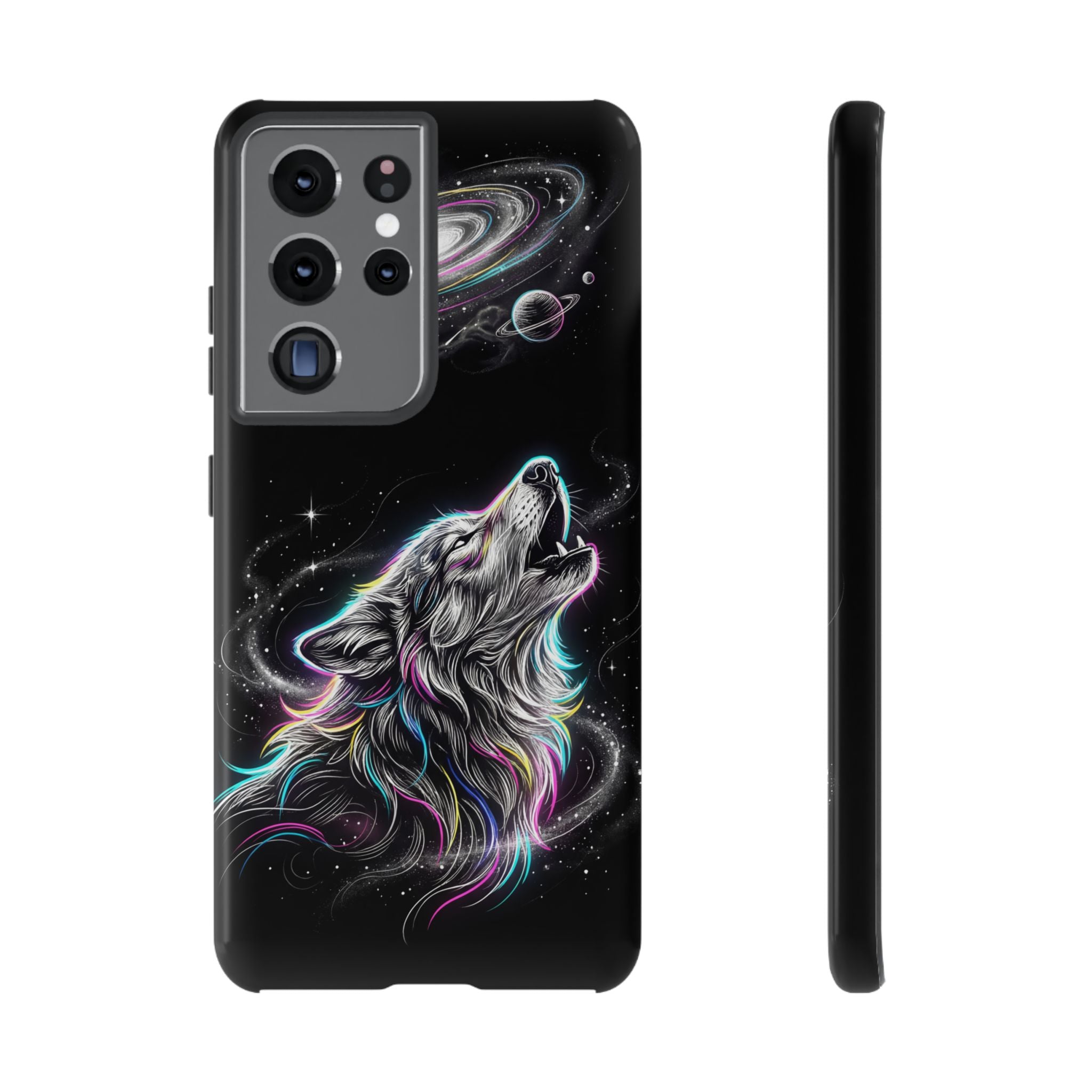 Wolf Galaxy Tough Samsung Galaxy Phone Case | Colorful Howling Wolf Space Design