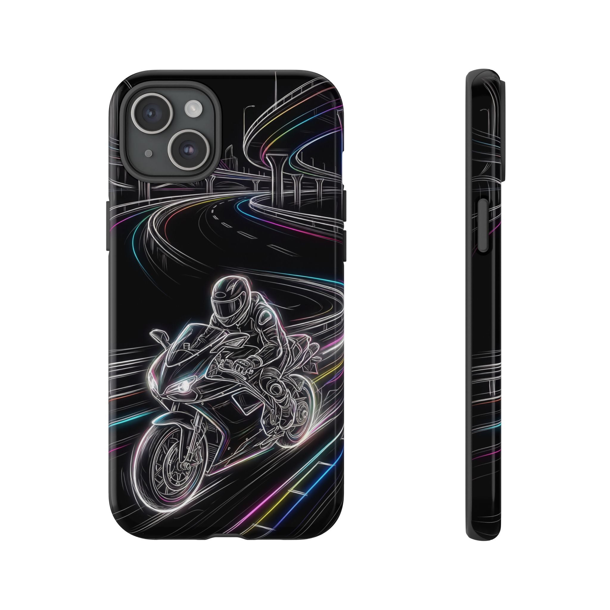 Neon Night Rider iPhone Case | Motorcycle Racing Protective Cover