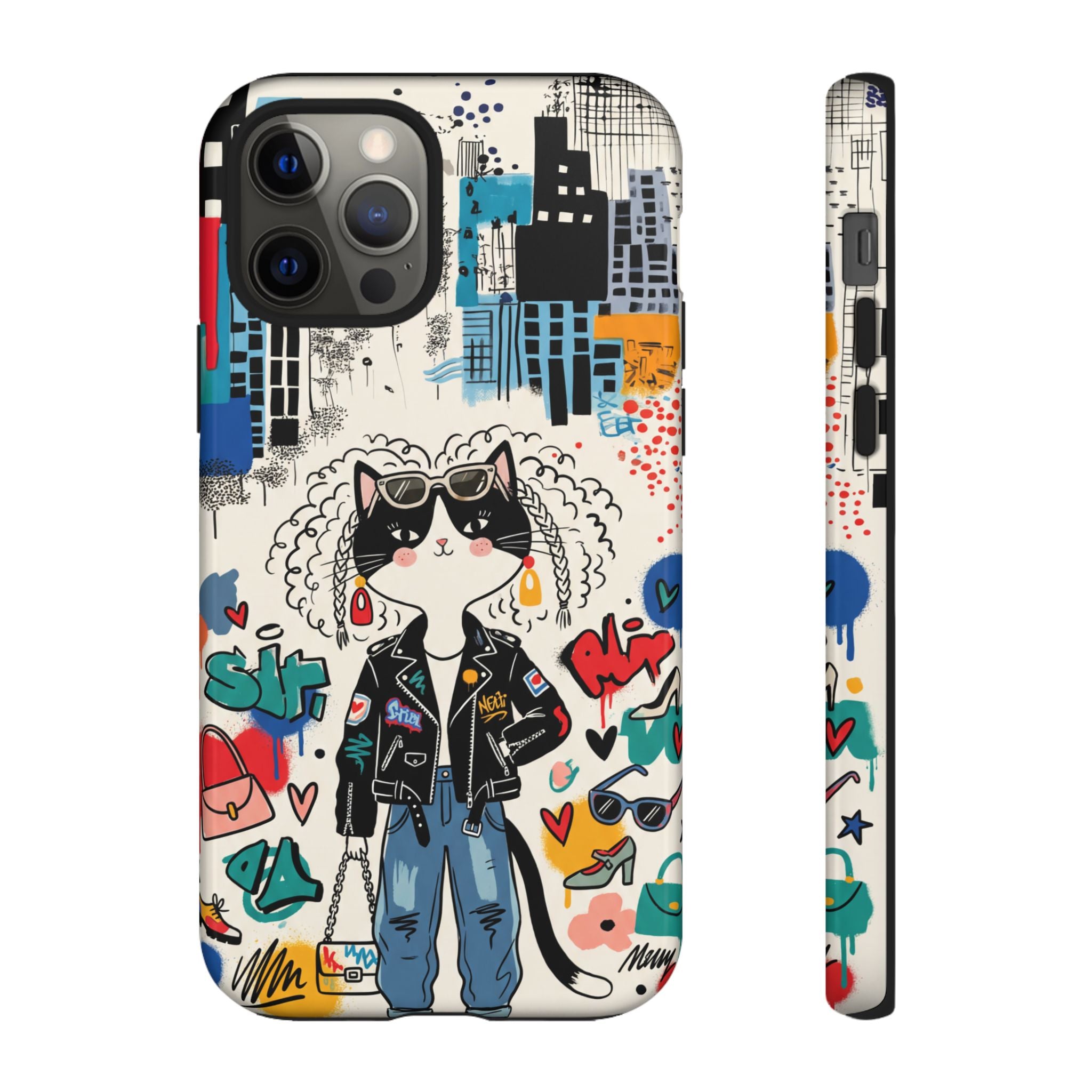 Punk City Cat Graffiti Design iPhone Case